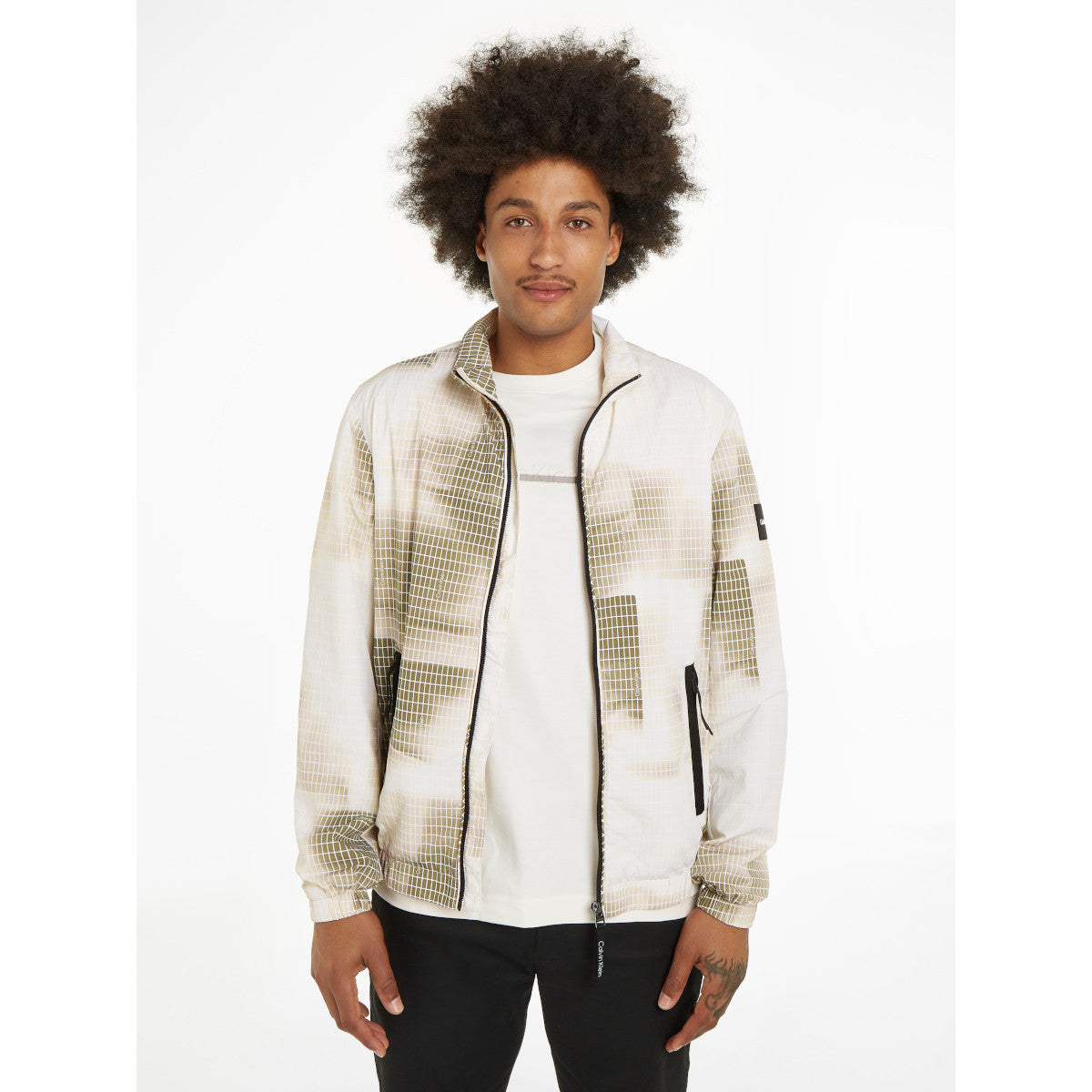 Calvin Klein Diffused Printed Bomber OF5 Icicle/Delta Green