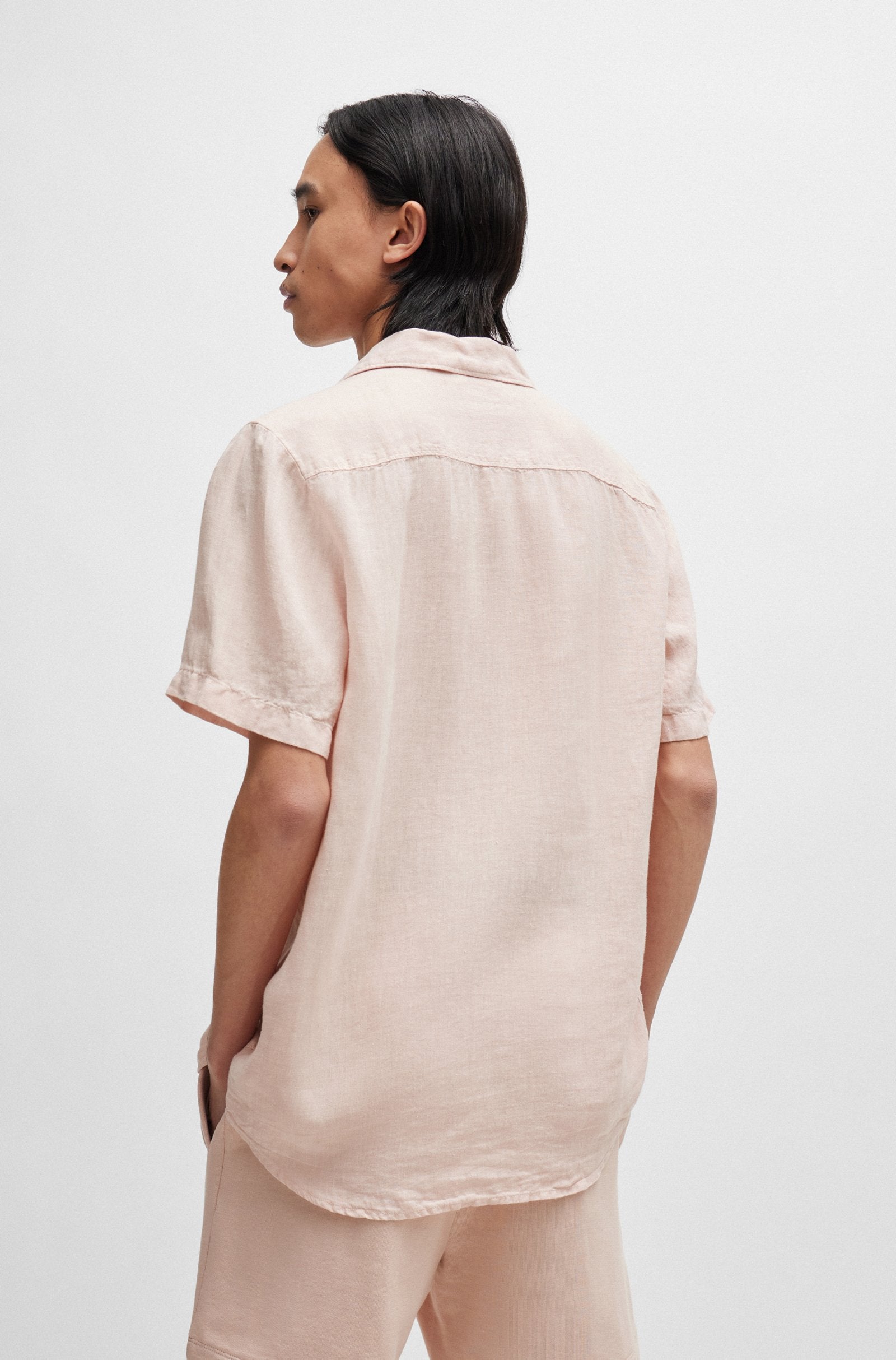 HUGO Ellino Linen Shirt 10248298 681 Light Pastel Pink