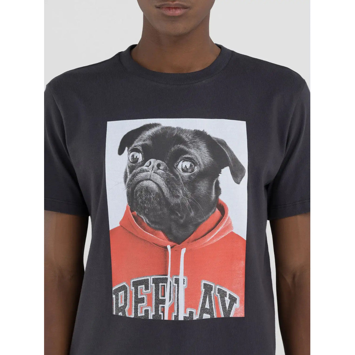 Replay Dog Print T-Shirt 998 Black
