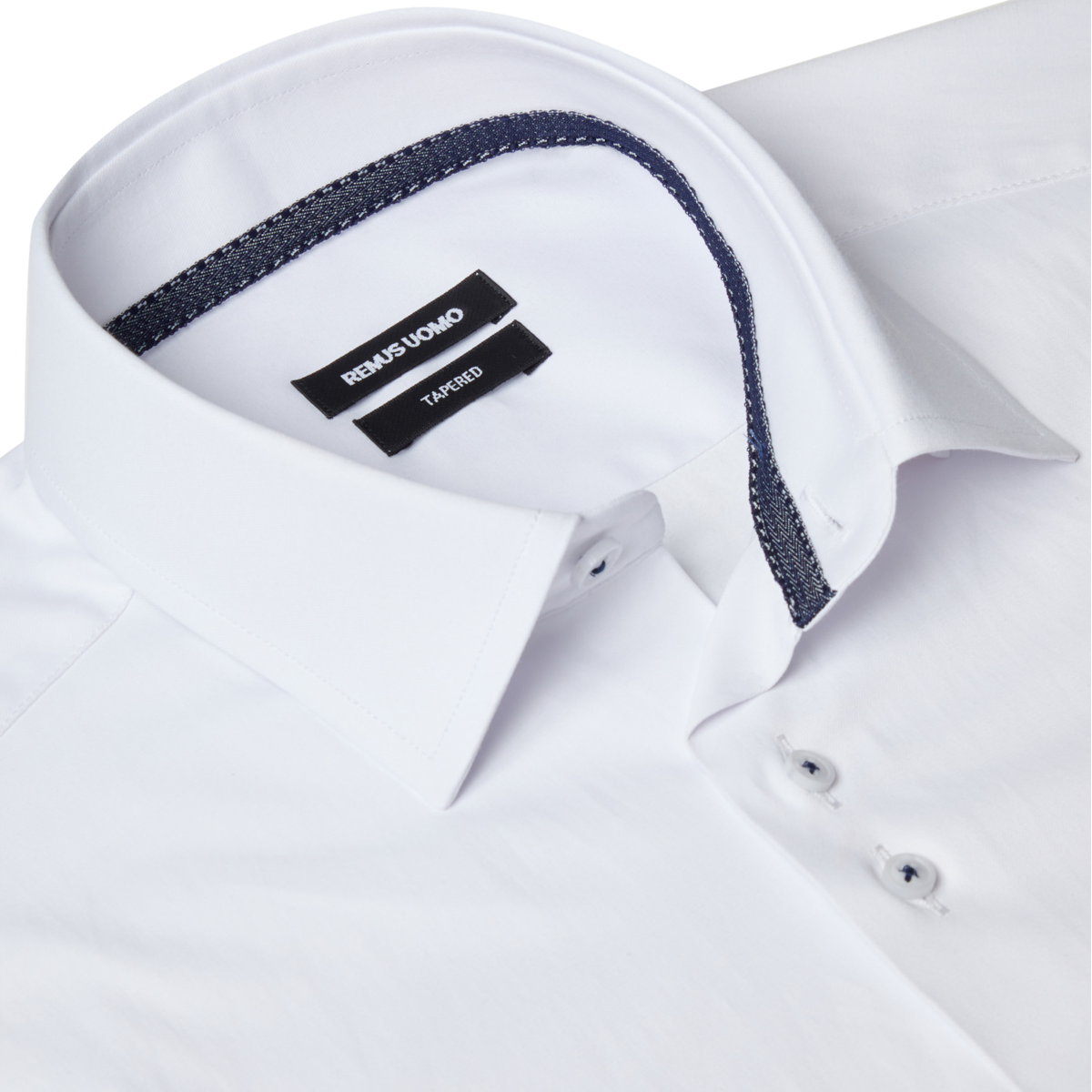 Remus Uomo SS Stretch Semi Formal Shirt 01 White