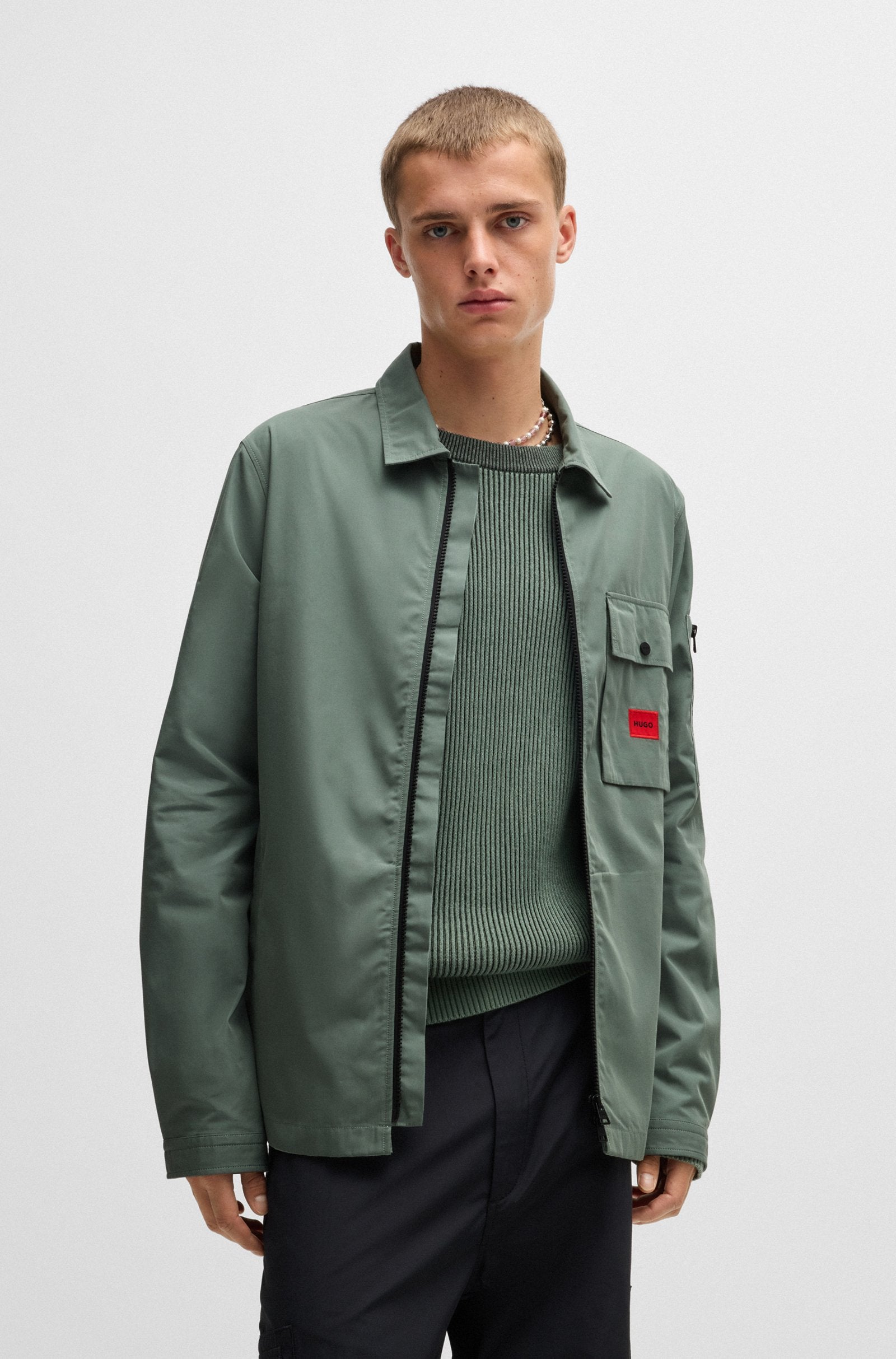 HUGO Emmond Overshirt A2-24 343  Open Green