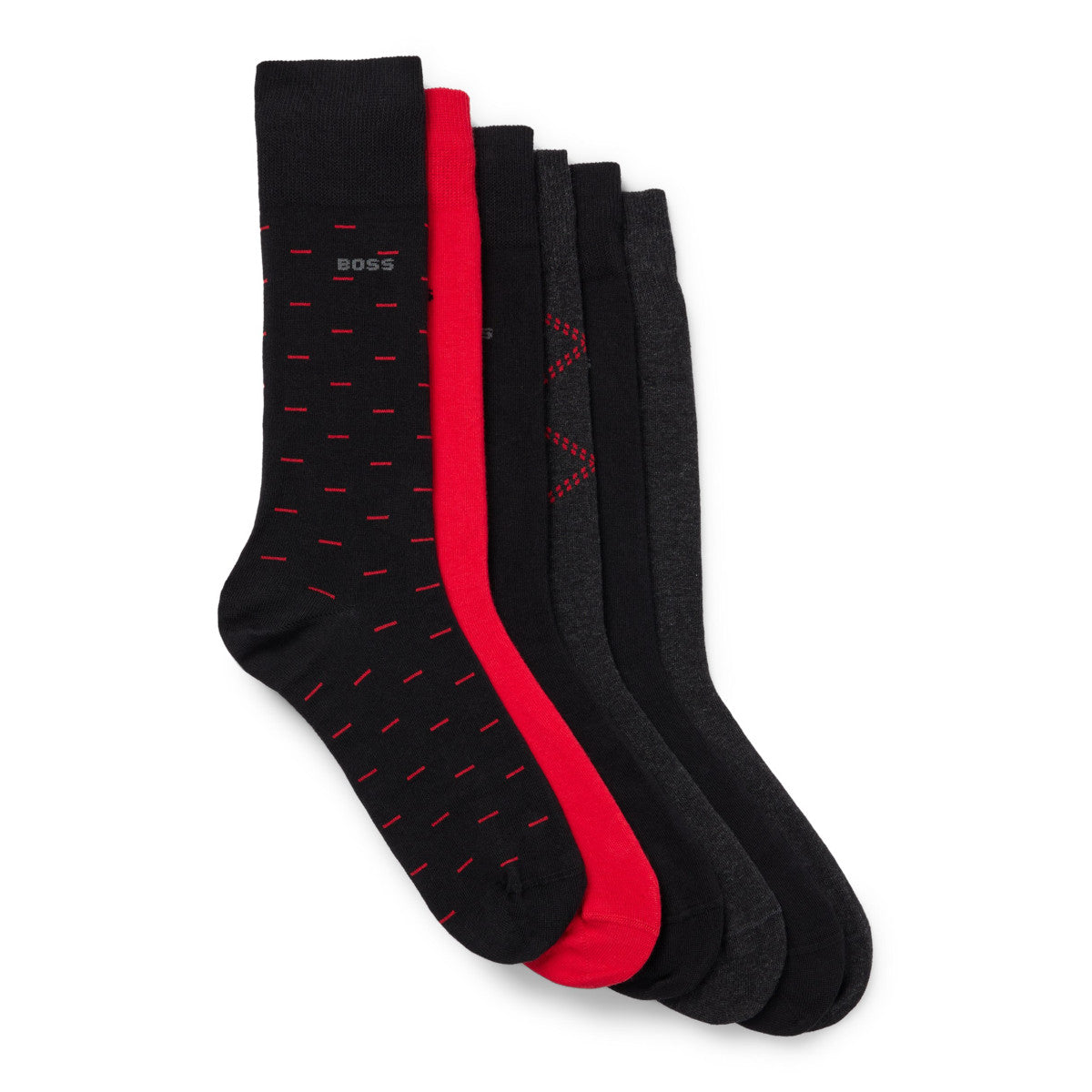 BOSS Black 6P RS GiftDesign CC Socks 640 Open Red