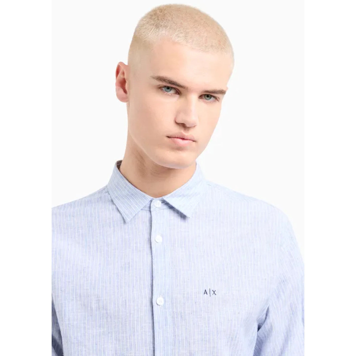 Armani Exchange Linen Striped Shirt 61AH White/Blue