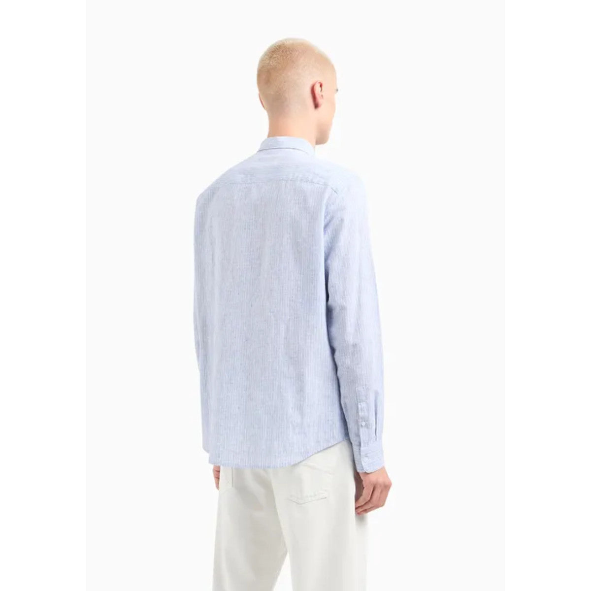 Armani Exchange Linen Striped Shirt 61AH White/Blue