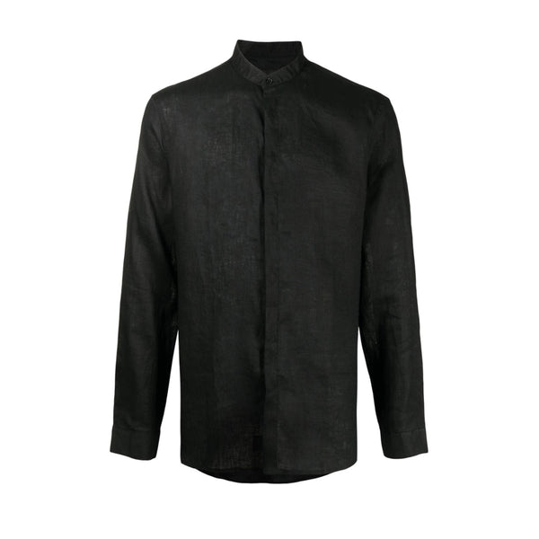 Armani Exchange Nehru Collar Linen Shirt 1200 Black