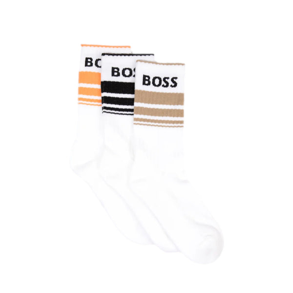 BOSS Black 3P QS Rib Stripe Socks 100 White