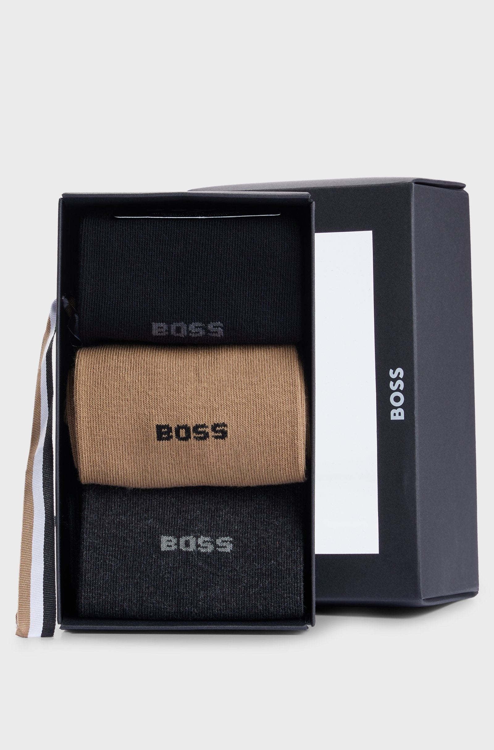 BOSS Black 3P RS GiftSet Uni CC Socks 260 Med Beige