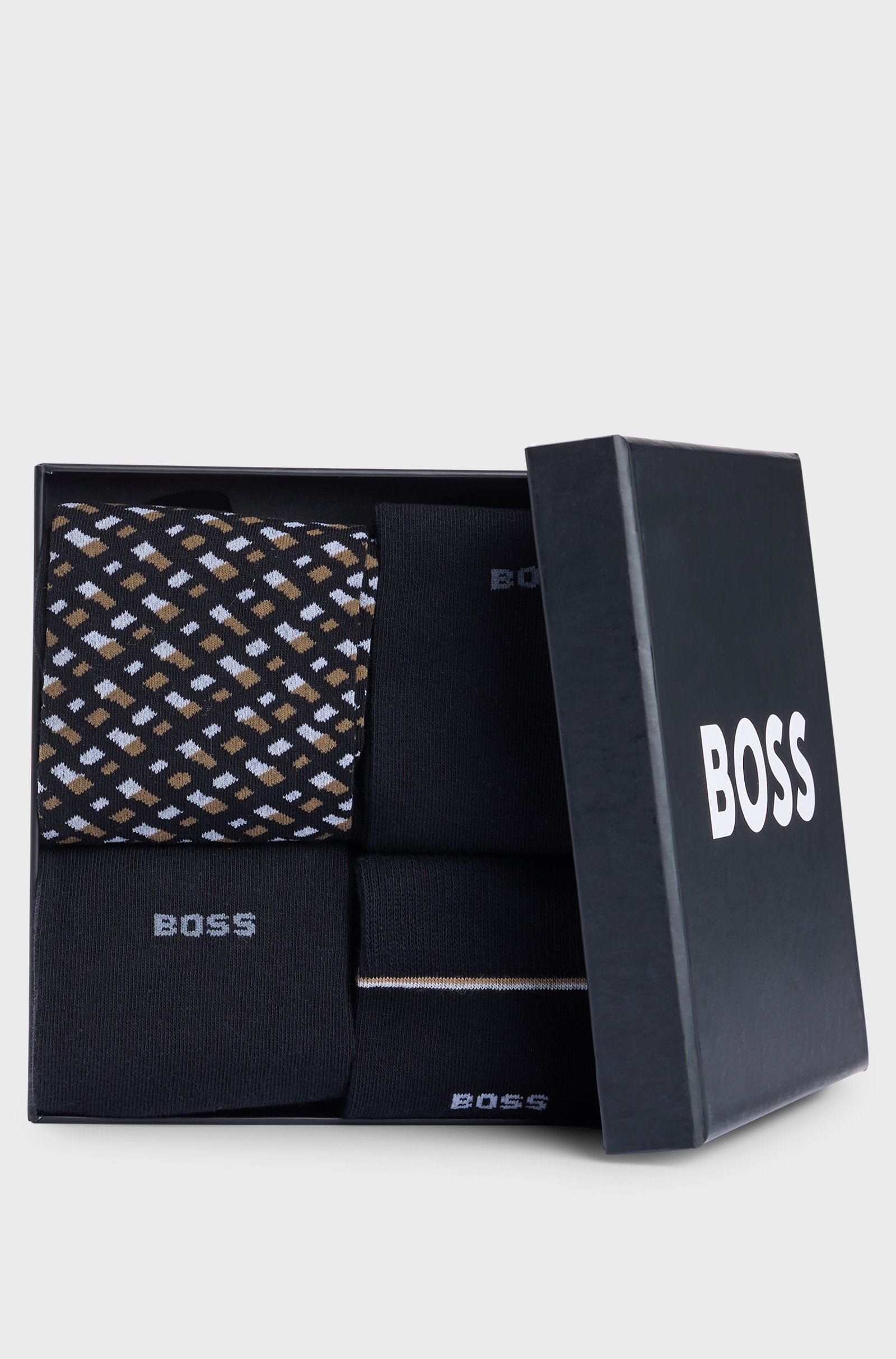 BOSS Black 4P RS Gift Monogram Socks 001 Black