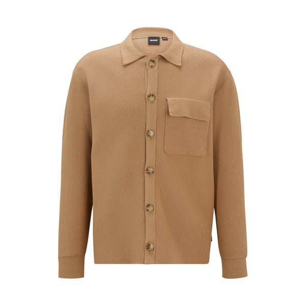 BOSS Black C-Delwino Knitted Overshirt 10261639 282 Open Beige