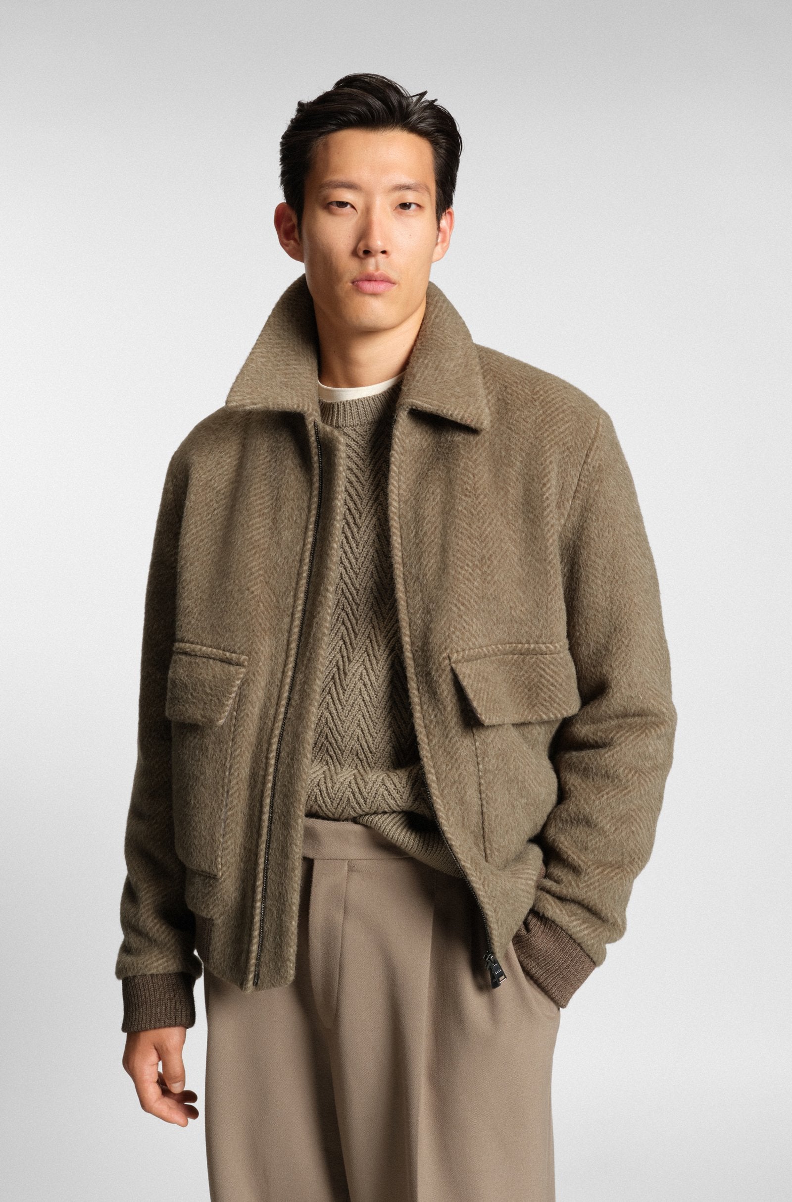 BOSS Black H-Charly-254 Coat 245 Open Brown