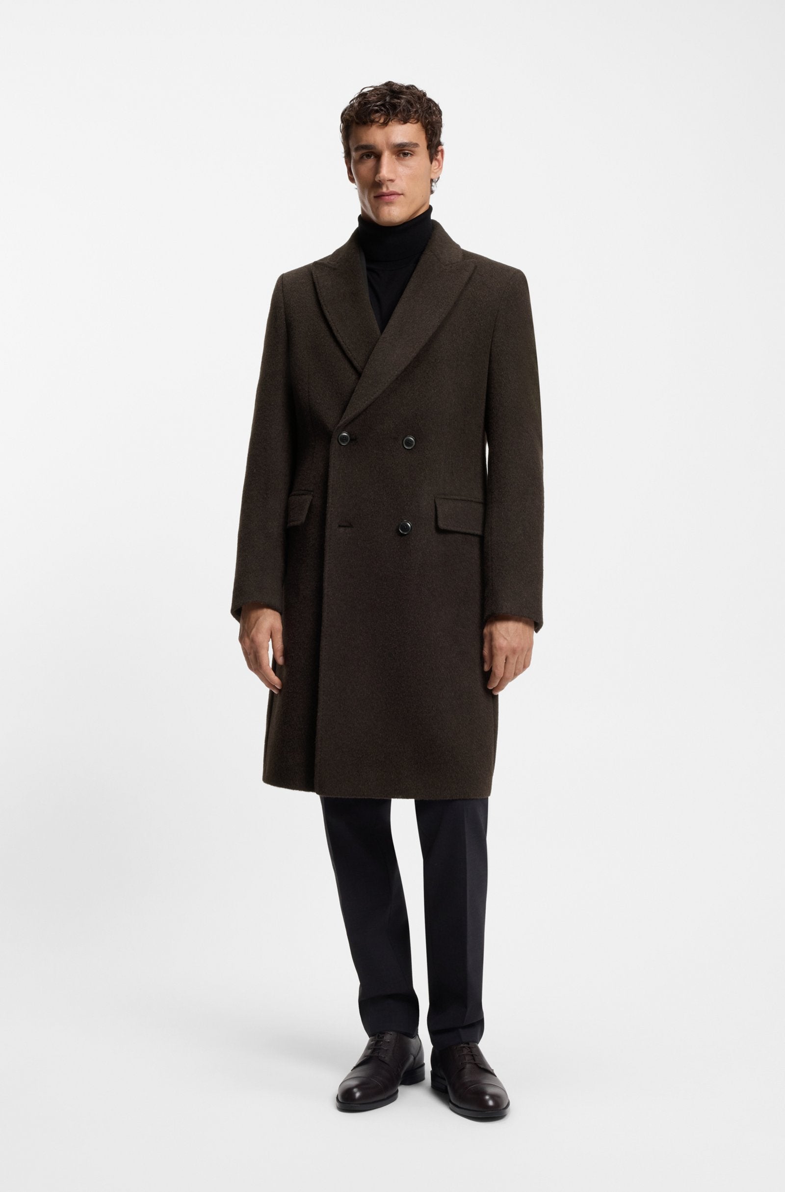 BOSS Black H-Hyde-DB-Peak-254 Coat 202 Dk Brown