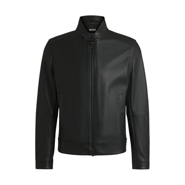 BOSS Black H-Mansell3 Leather Jacket 001 Black