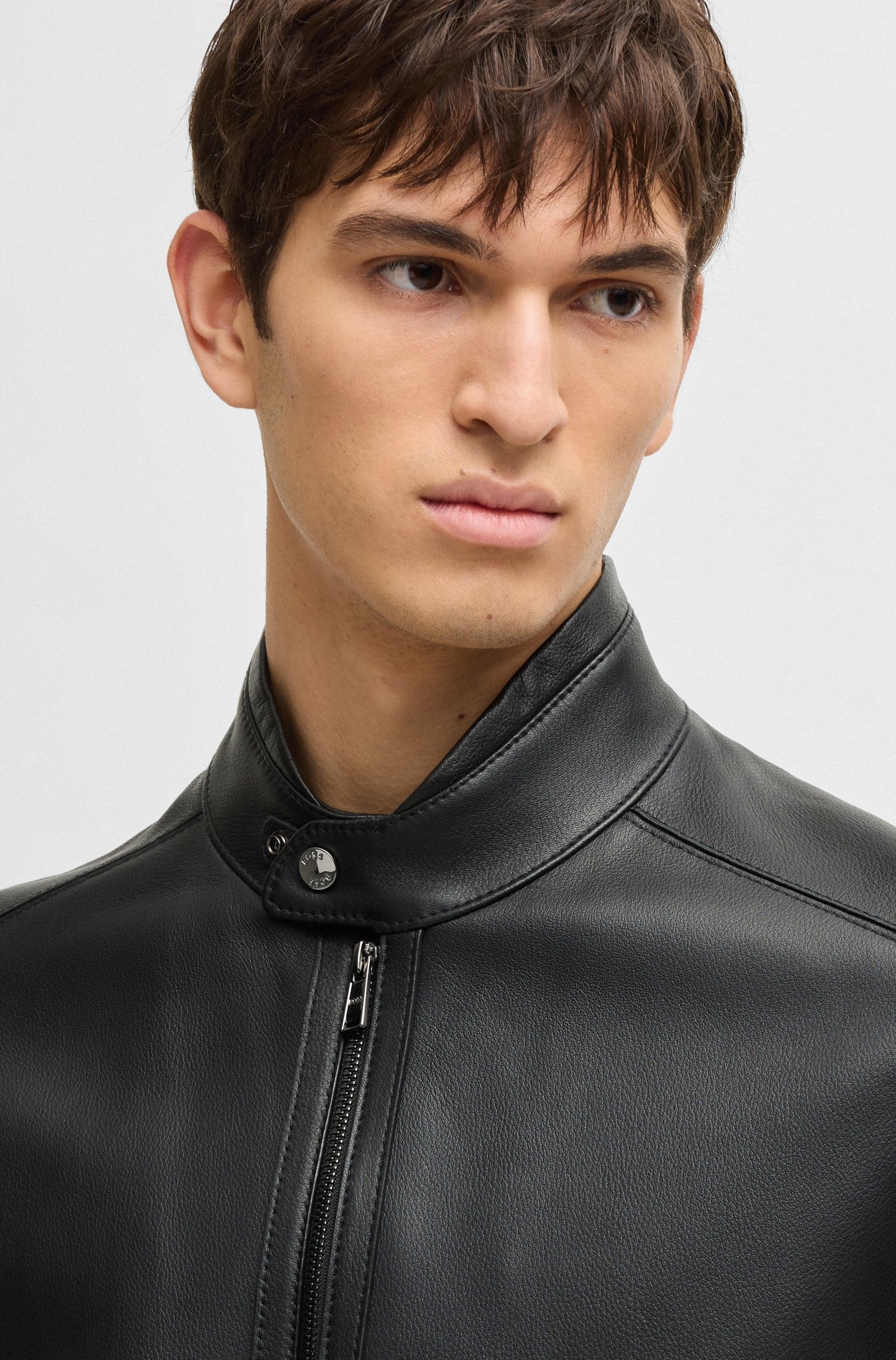 BOSS Black H-Mansell3 Leather Jacket 001 Black