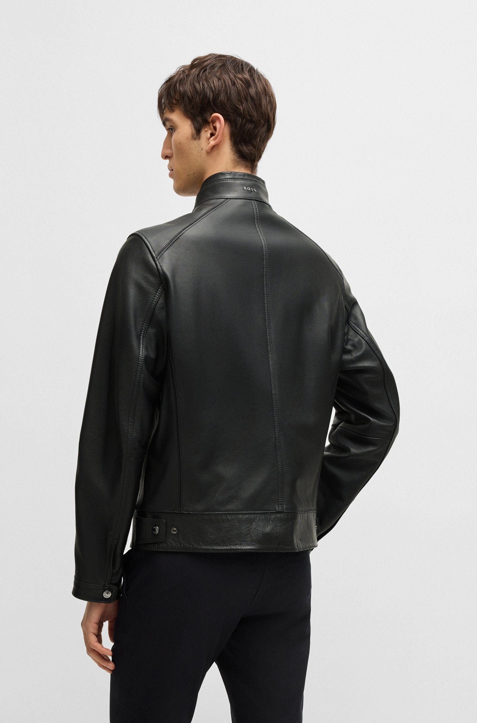 BOSS Black H-Mansell3 Leather Jacket 001 Black