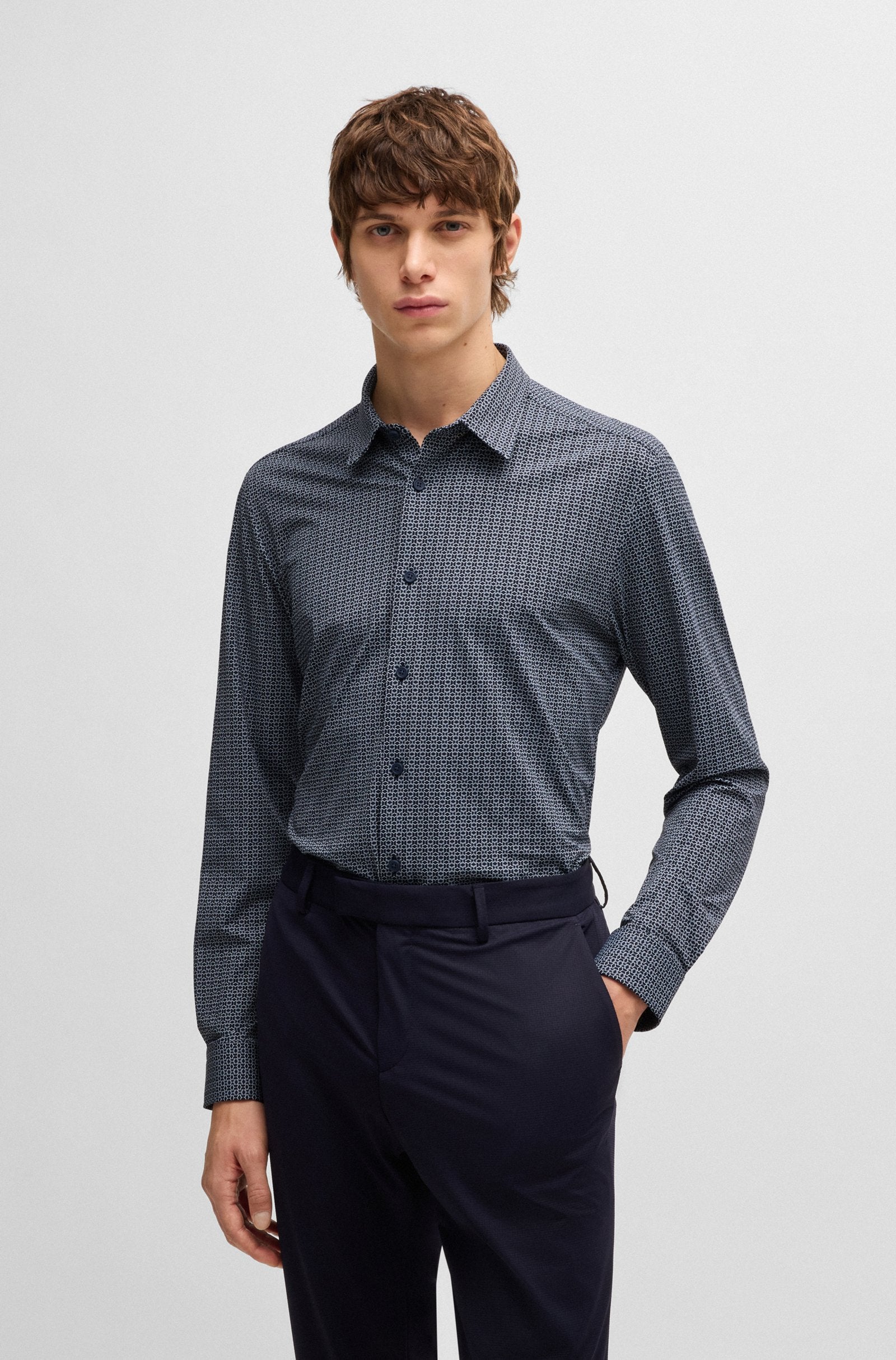 BOSS Black P-ROAN-kent-C1-233 Shirt 404 Dk Blue