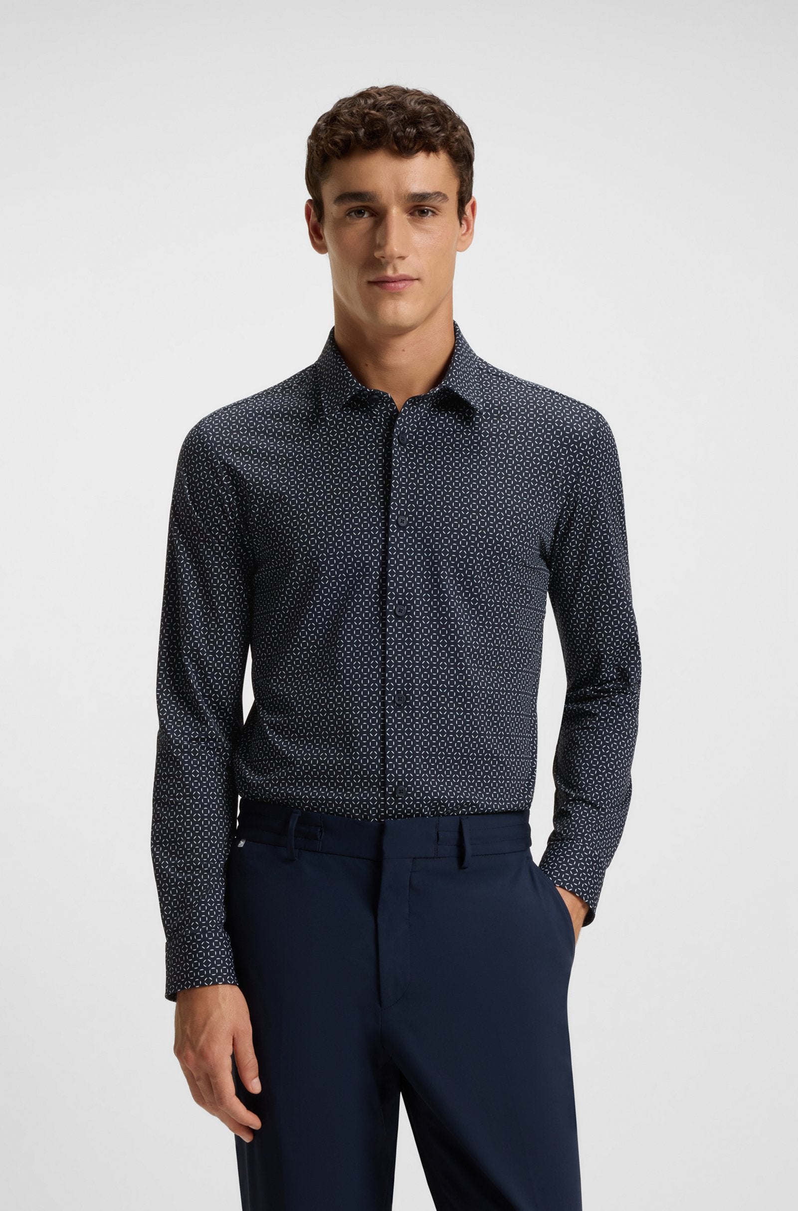 BOSS Black P-ROAN-kent-C1-233 Shirt 405 Dark Blue