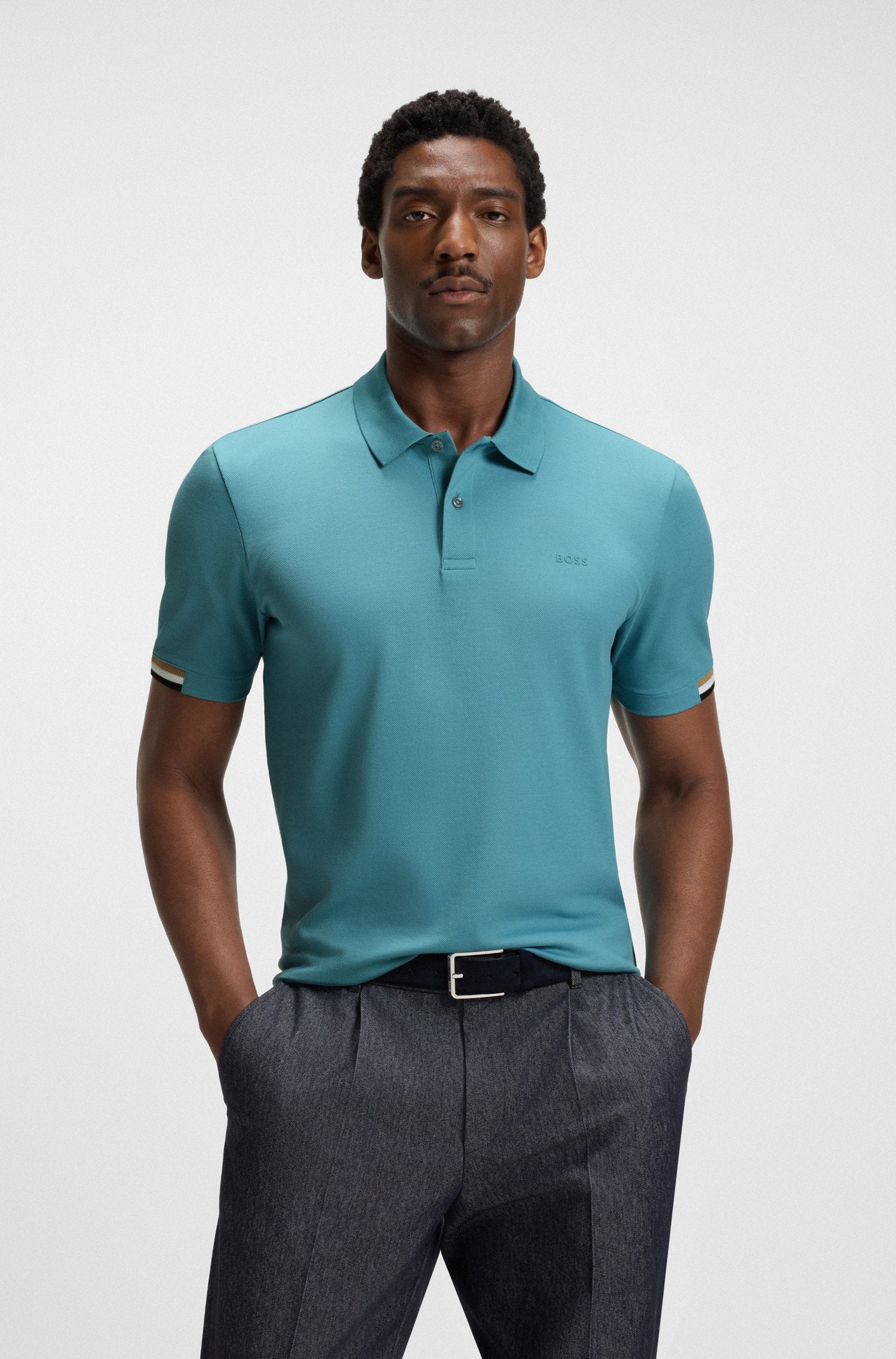 BOSS Black Parlay 147 Polo Shirt 453 Light Pastel Blue
