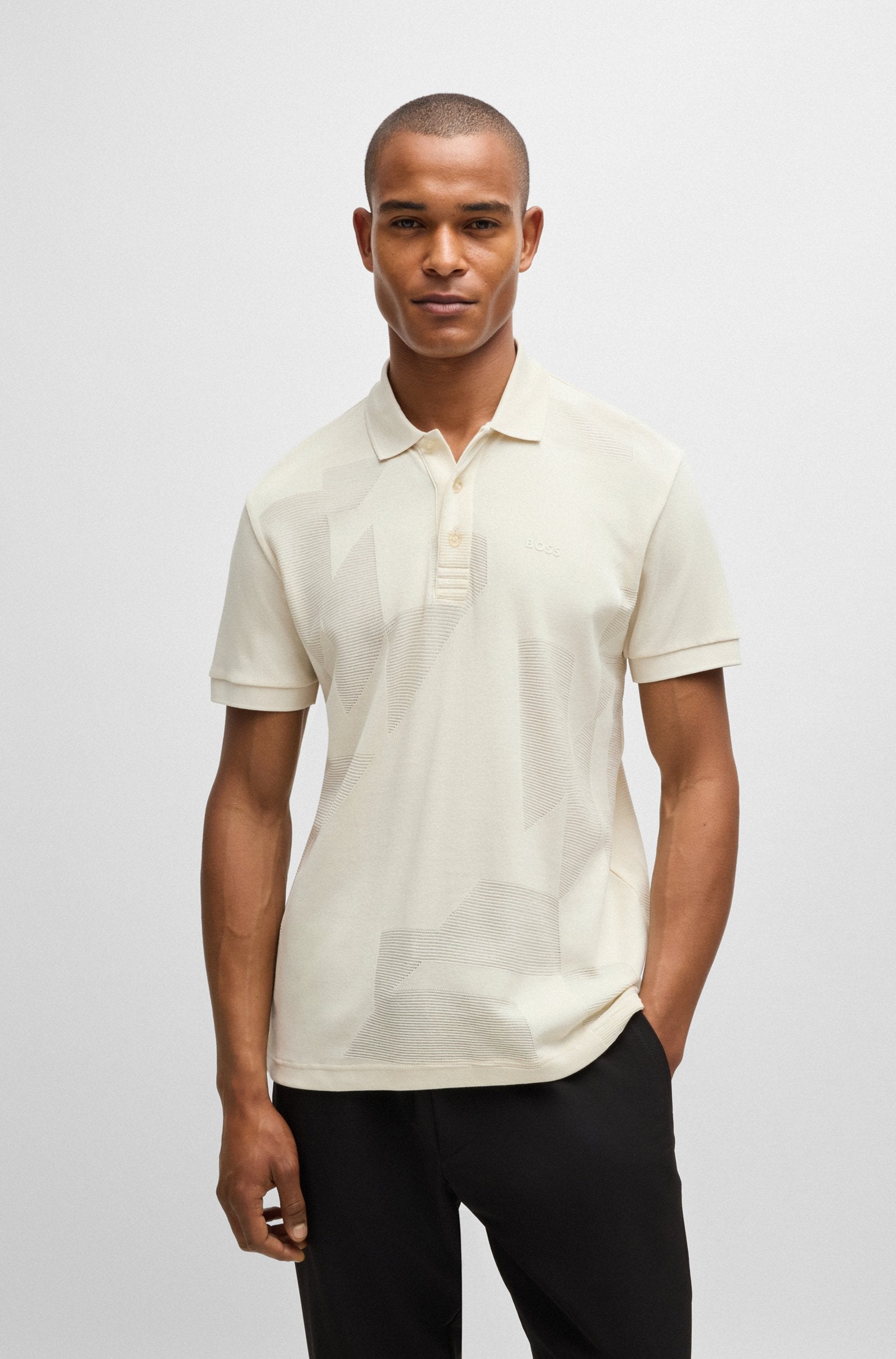 BOSS Green Paddy 7 Polo Shirt 131 Open White