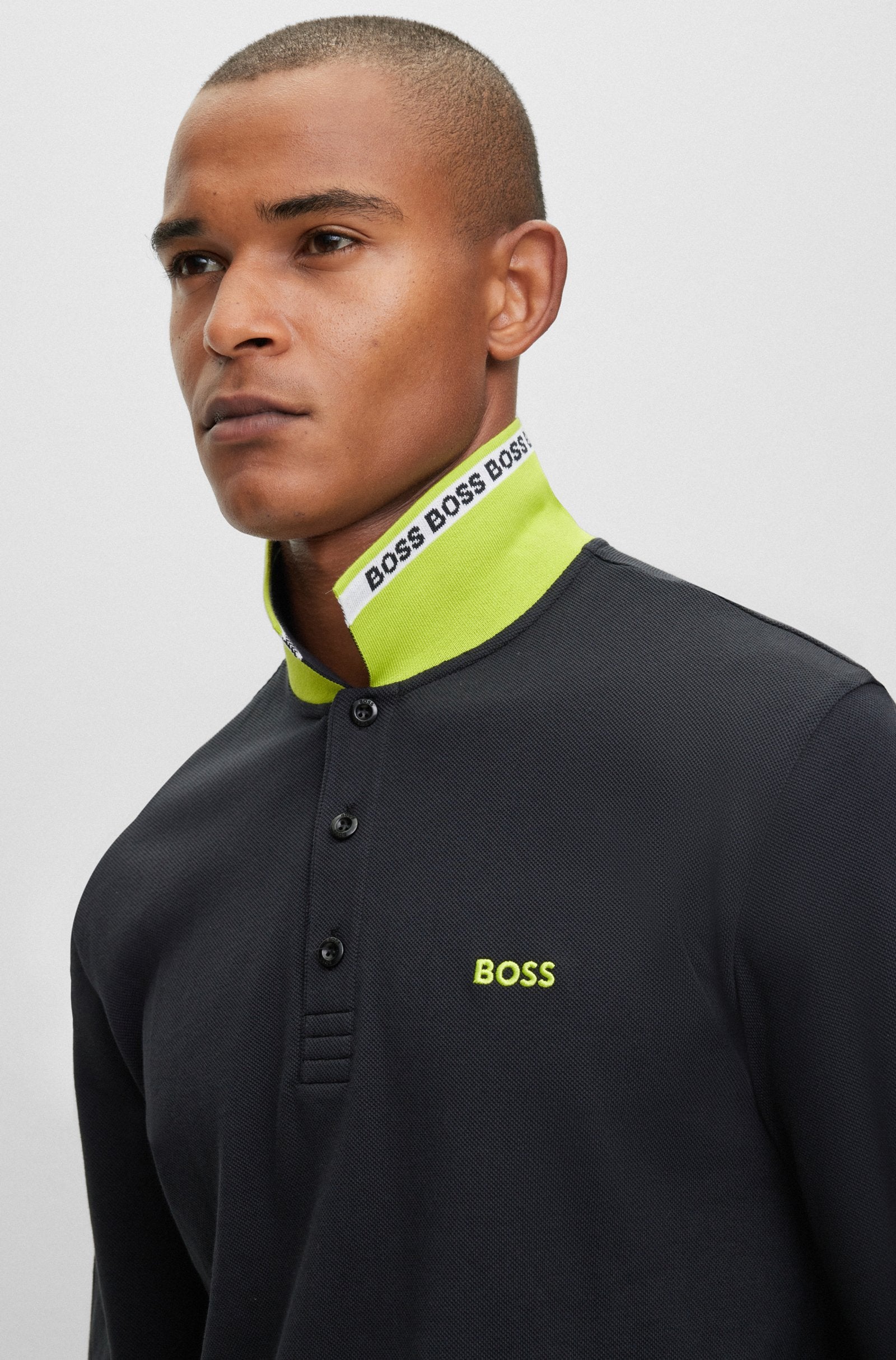 BOSS Green Plisy Polo Shirt 006 Black