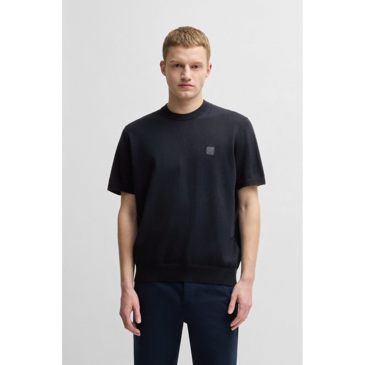 BOSS Orange Kanache Knit T-Shirt 404 Dk Blue