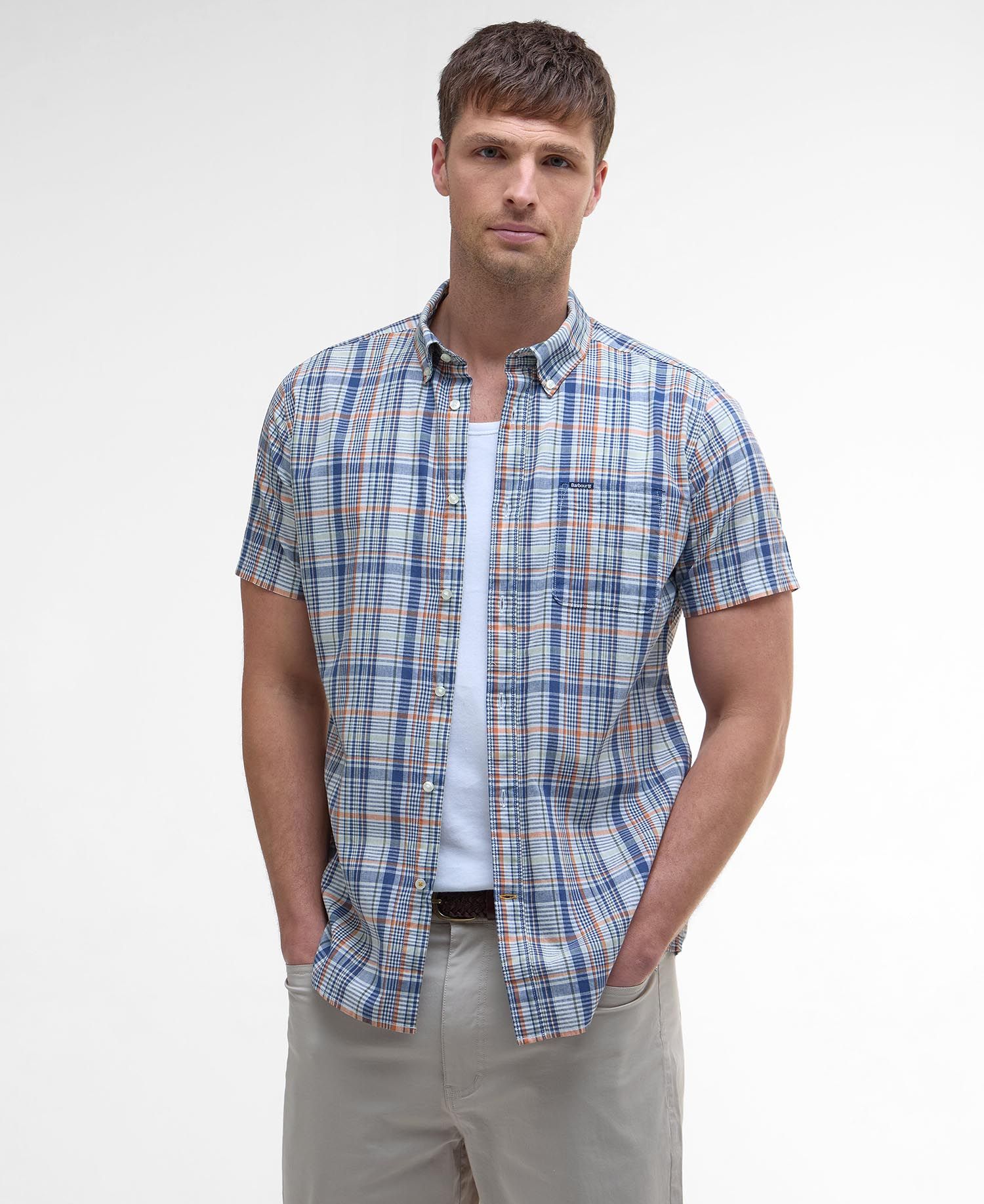 Barbour Elton SS Tailored Shirt NY38  Dark Denim