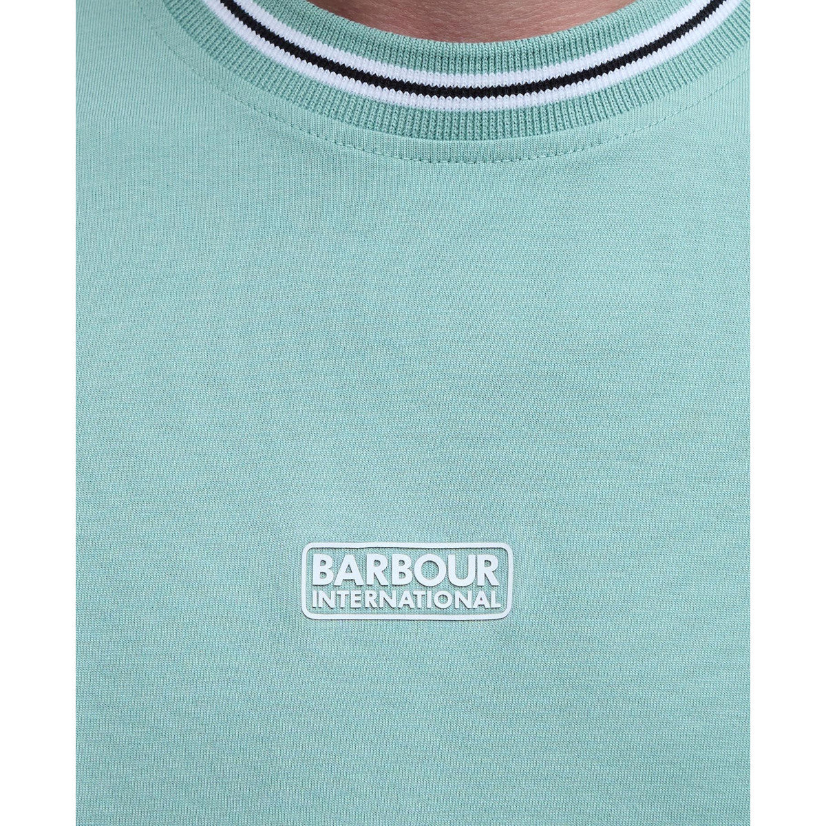 Barbour International Central Logo Tipped T-Shirt GN11  Granite Green