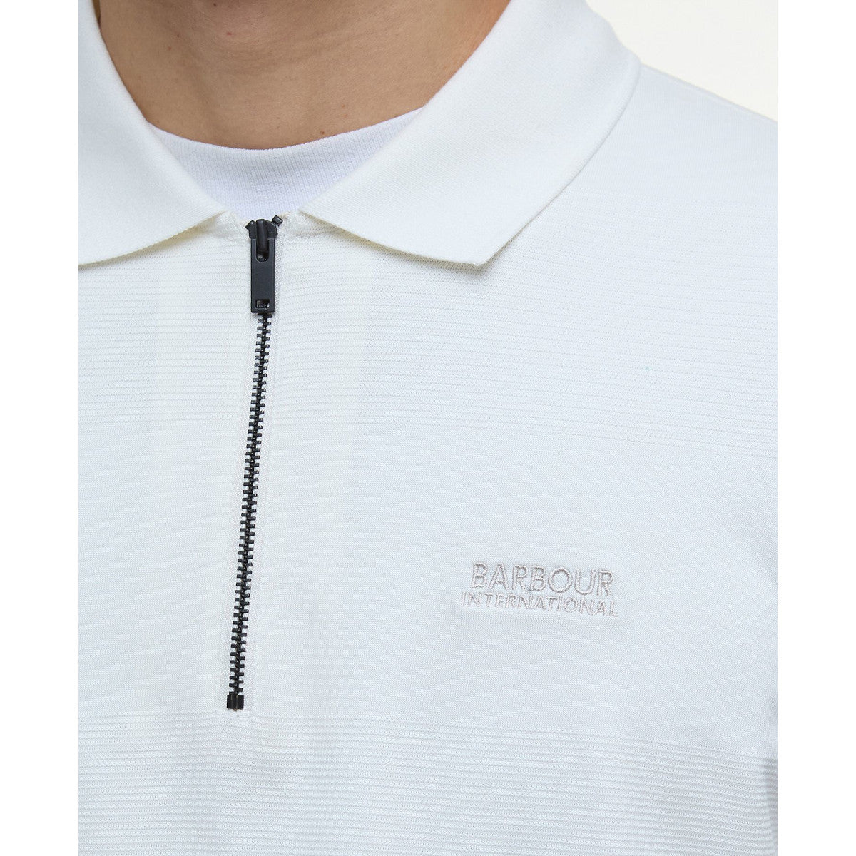 Barbour International Chapter Jacquard Polo WH32  Whisper White