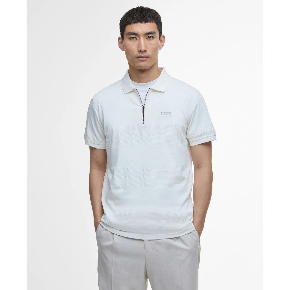 Barbour International Chapter Jacquard Polo WH32  Whisper White