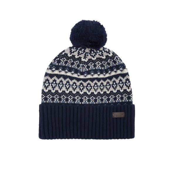 Barbour Marlow Fair Isle Pom Beanie Hat NY71 Navy