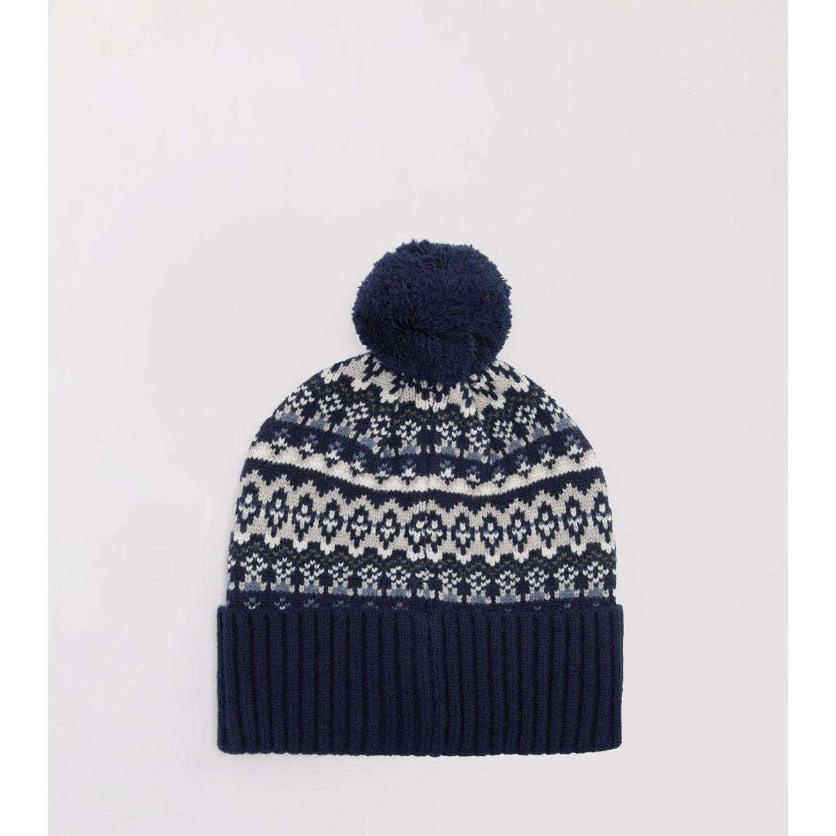 Barbour Marlow Fair Isle Pom Beanie Hat NY71 Navy
