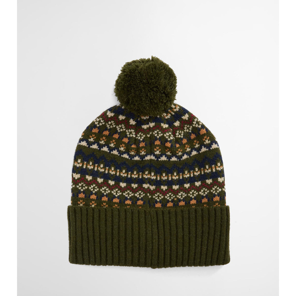 Barbour Marlow Fair Isle Pom Beanie Hat OL71 Olive