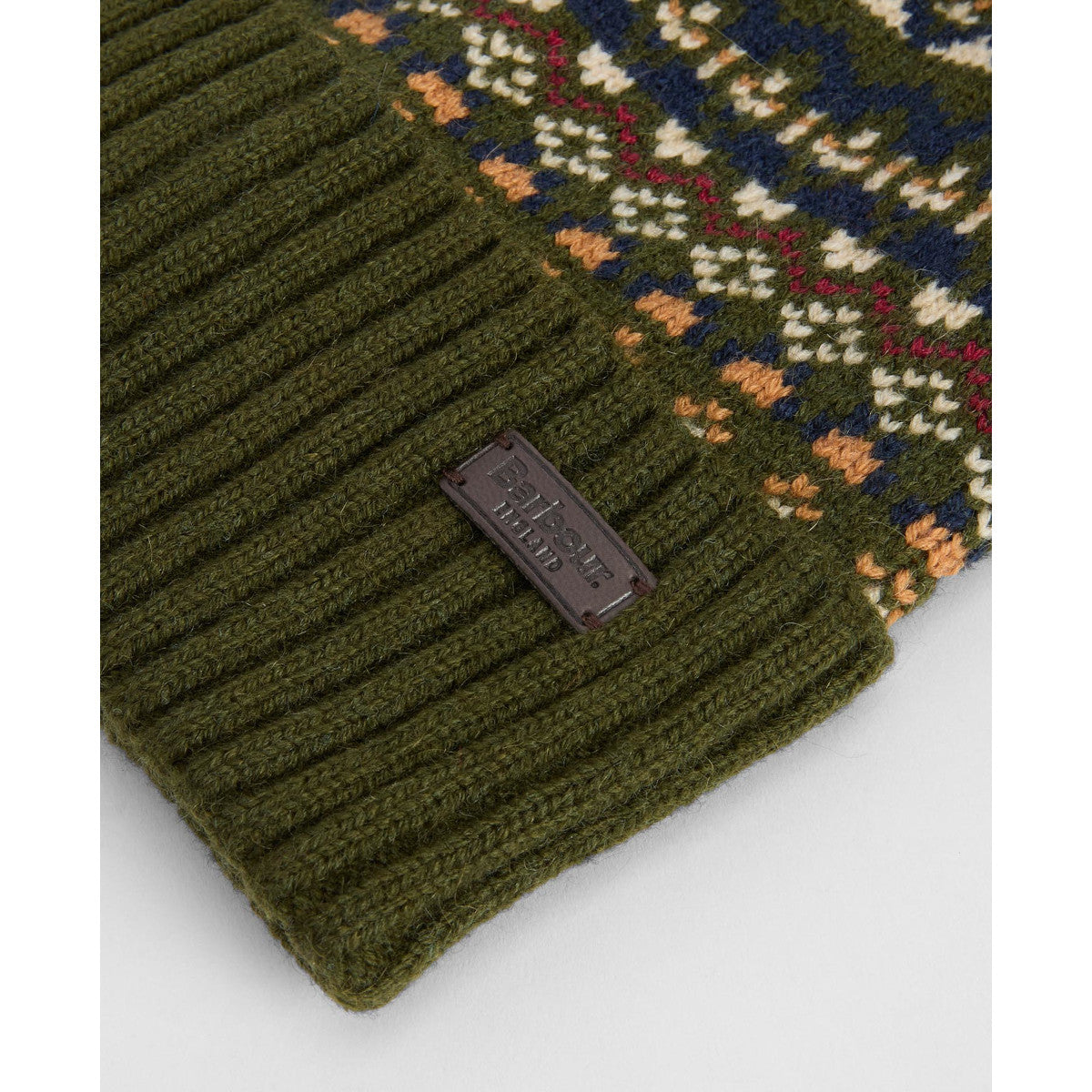 Barbour Marlow Fair Isle Pom Beanie Hat OL71 Olive
