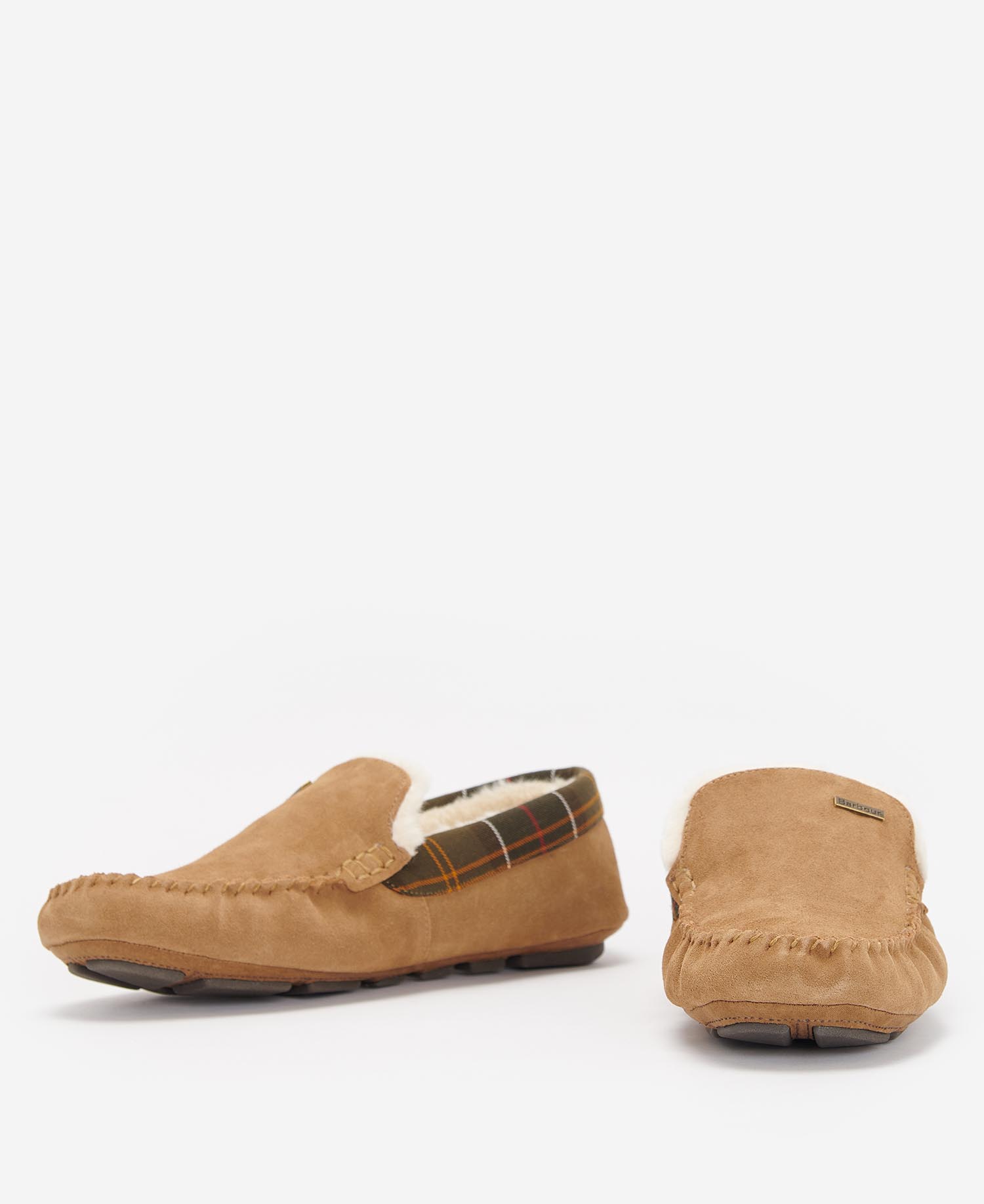Barbour Monty Moccasin Slippers BE51  Camel Suede