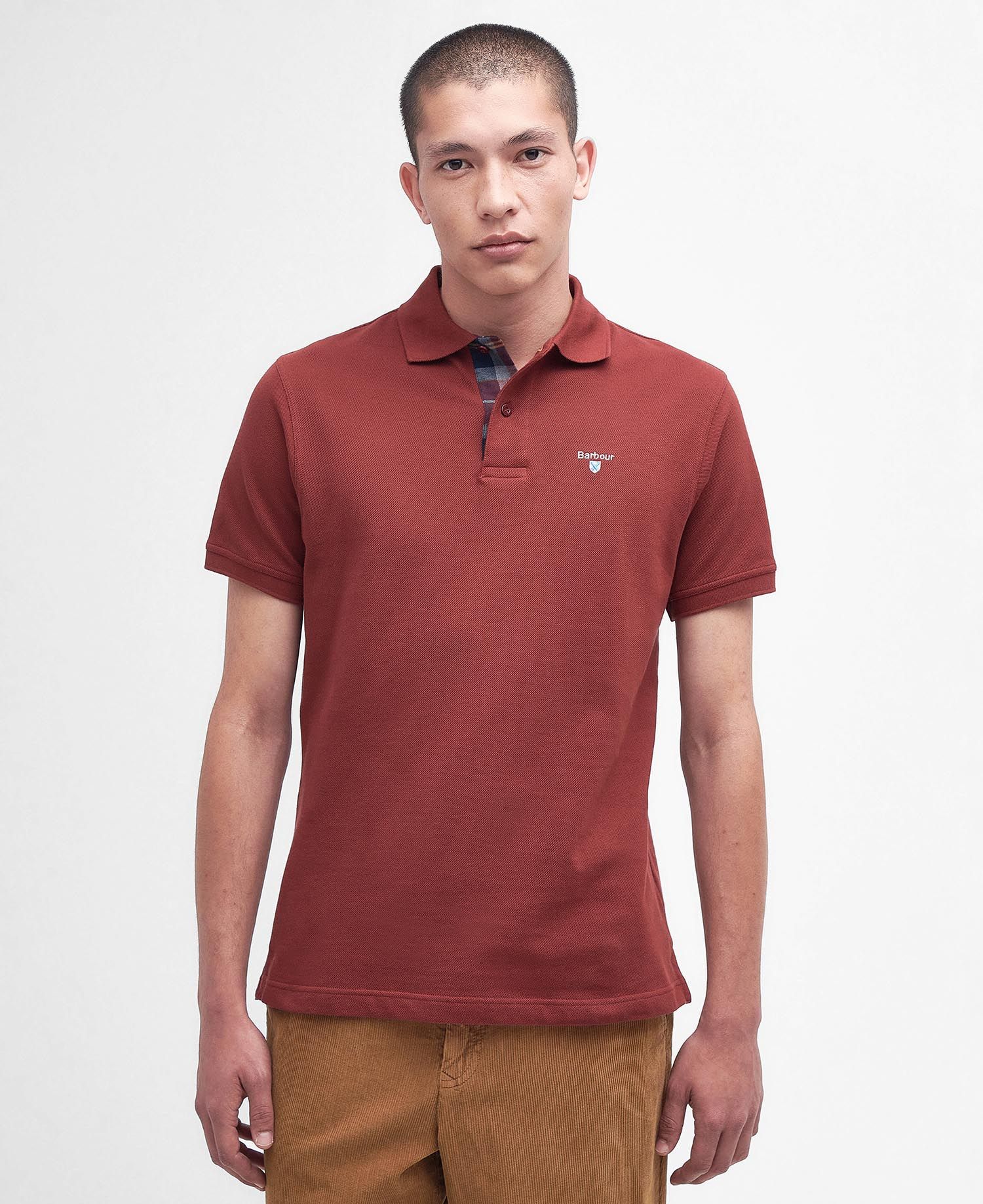 Barbour Tartan Pique Polo Shirt RE71 Red
