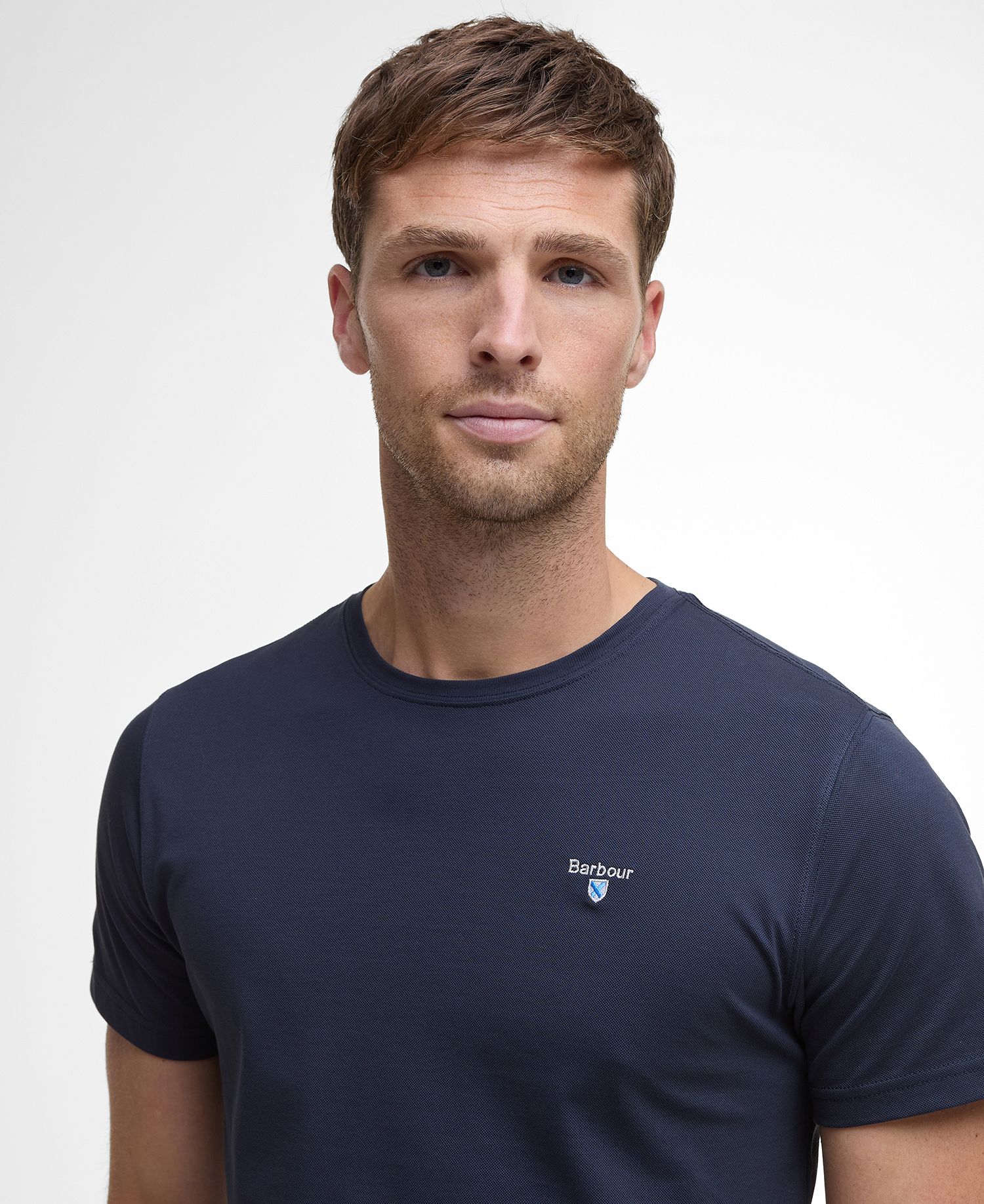 Barbour Tartan Trim Pique T-Shirt NY91 Navy