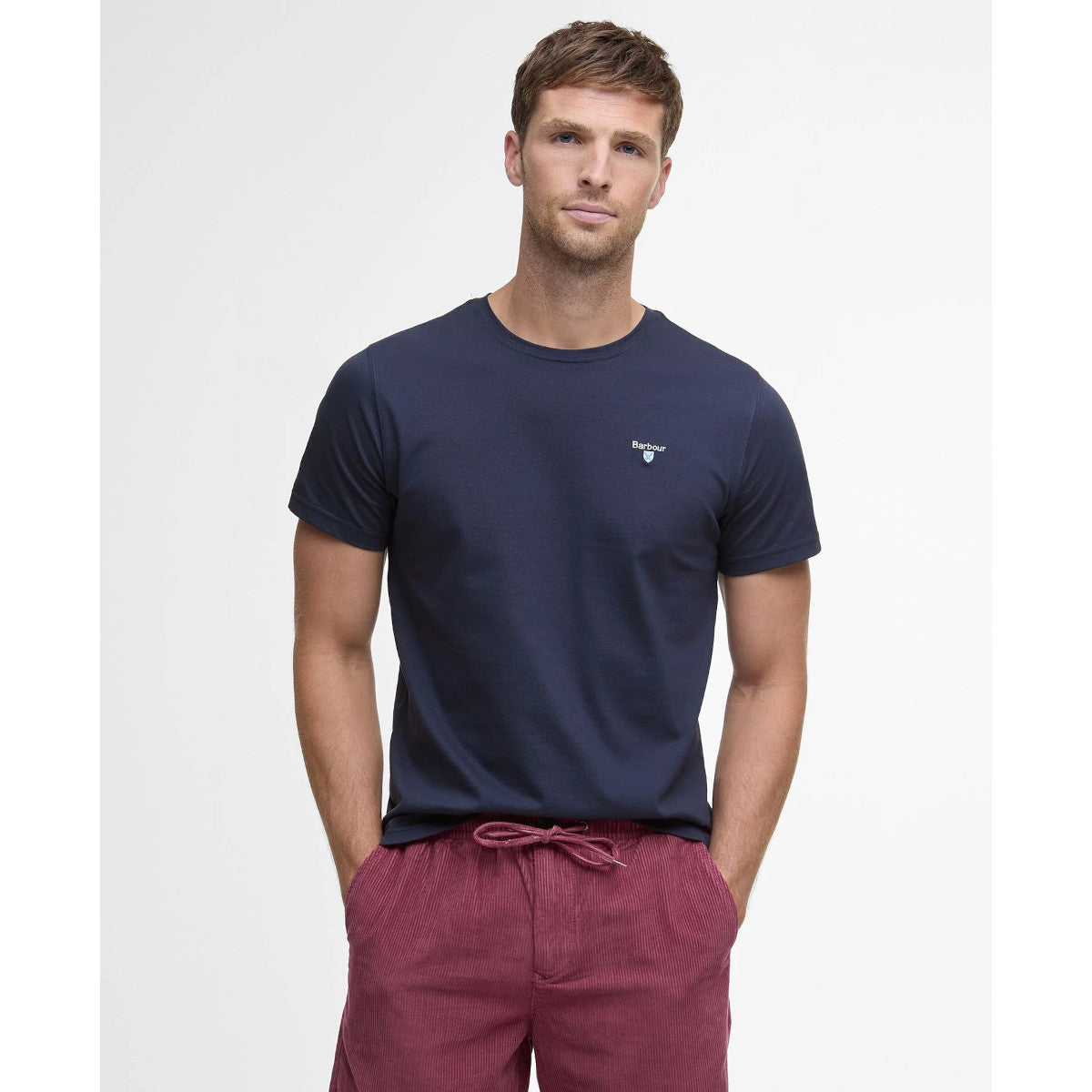 Barbour Tartan Trim Pique T-Shirt NY91 Navy