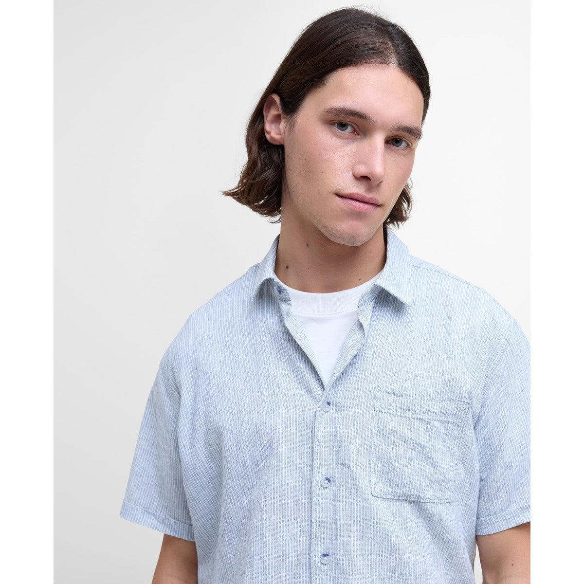 Barbour Tindale Stripe Shirt  BU28 Bleached Blue