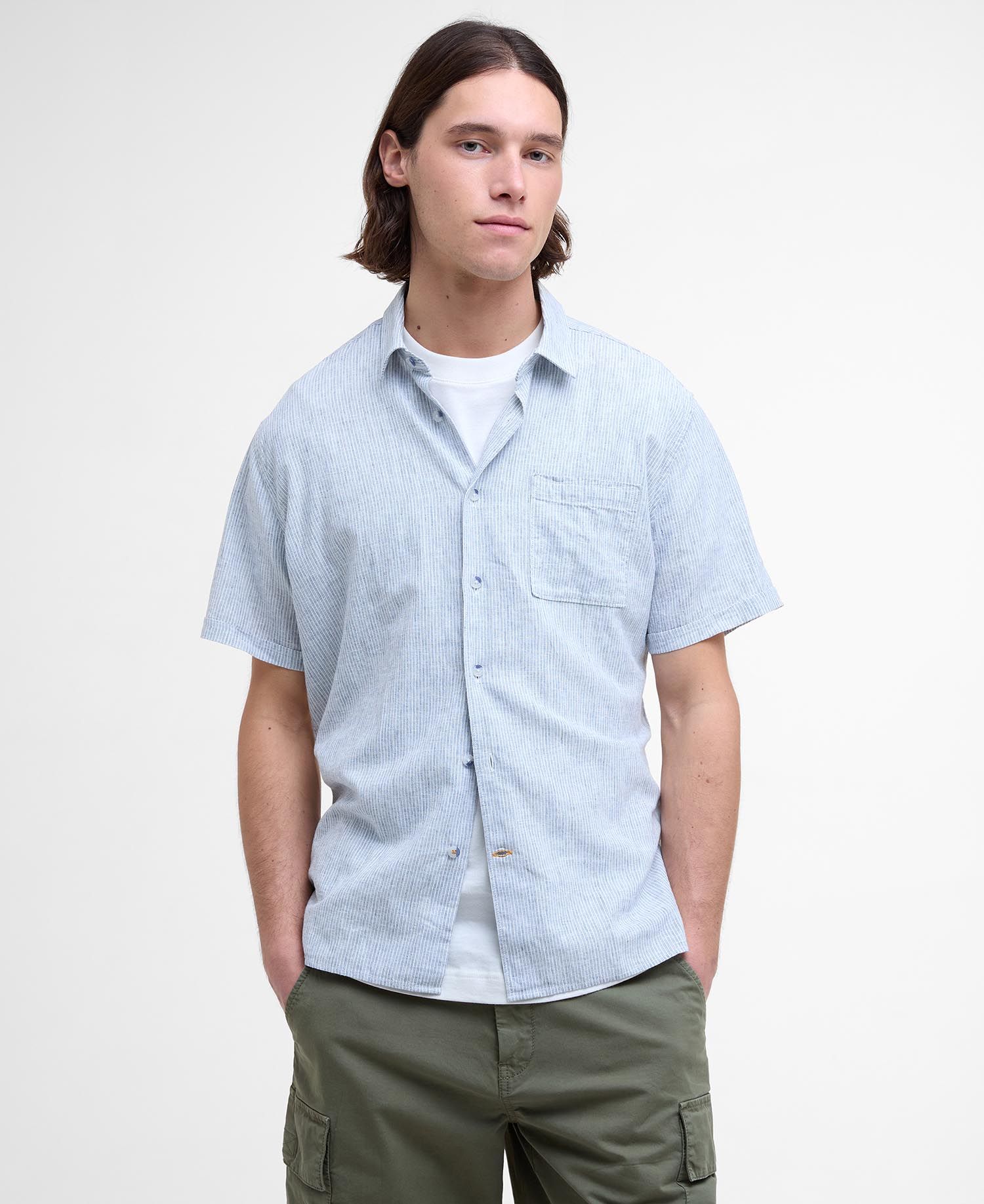 Barbour Tindale Stripe Shirt  BU28 Bleached Blue