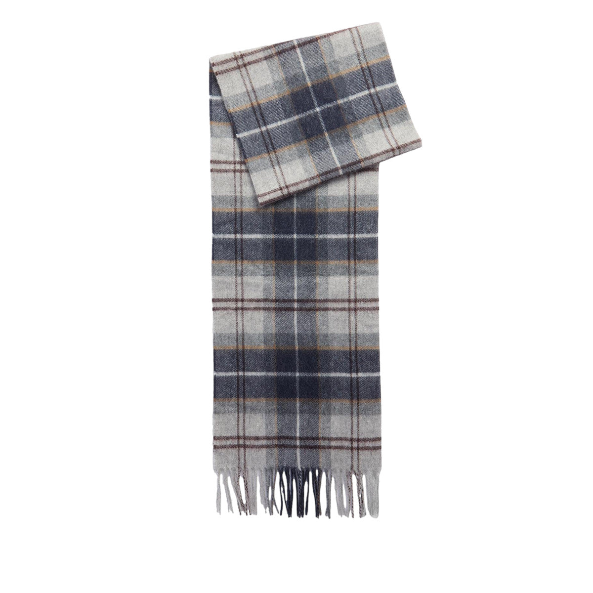 Barbour Wool Cashmere Scarf A1-25 TN38 Grey Midnight Tartan
