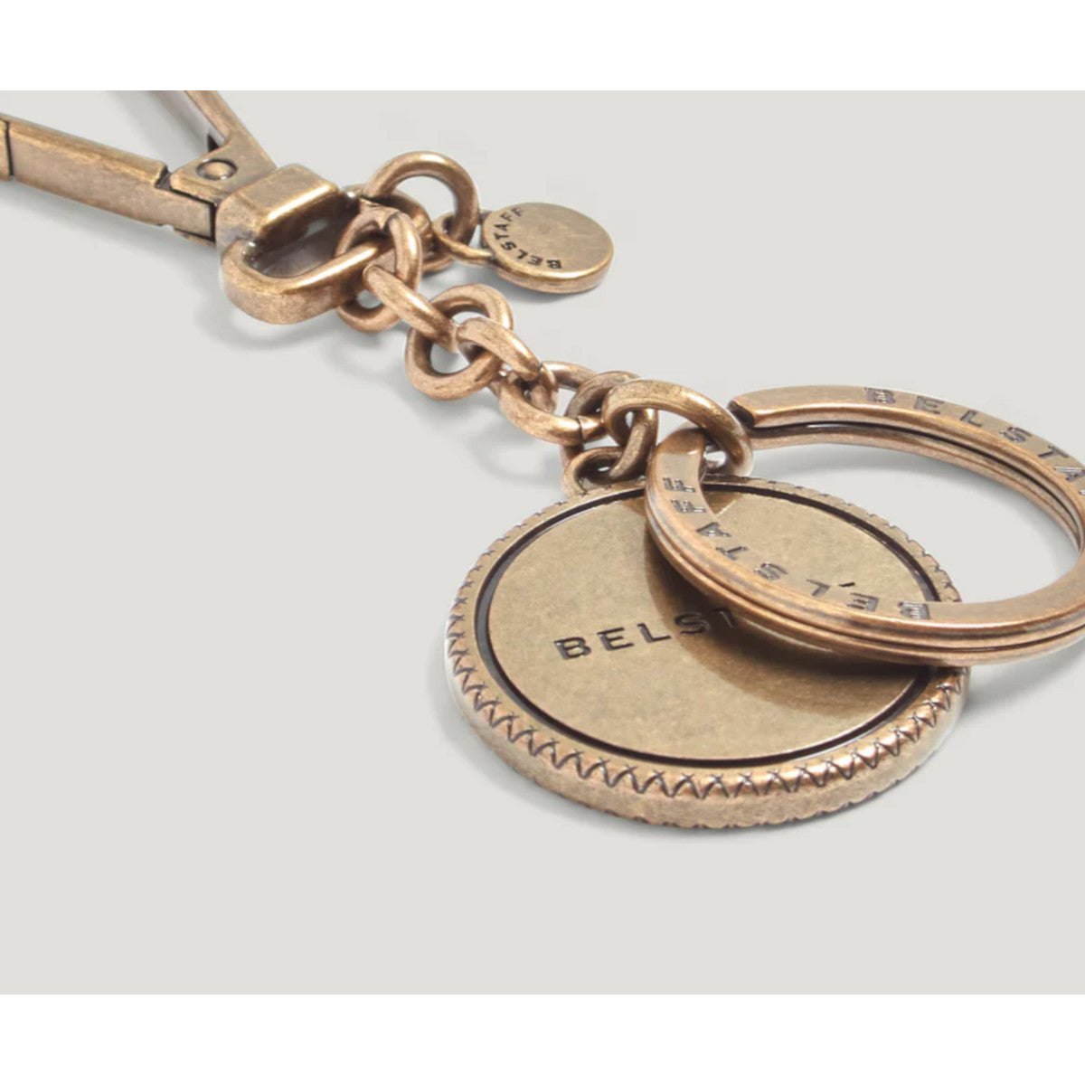 Belstaff Harding Metal Keyring Antique Brass