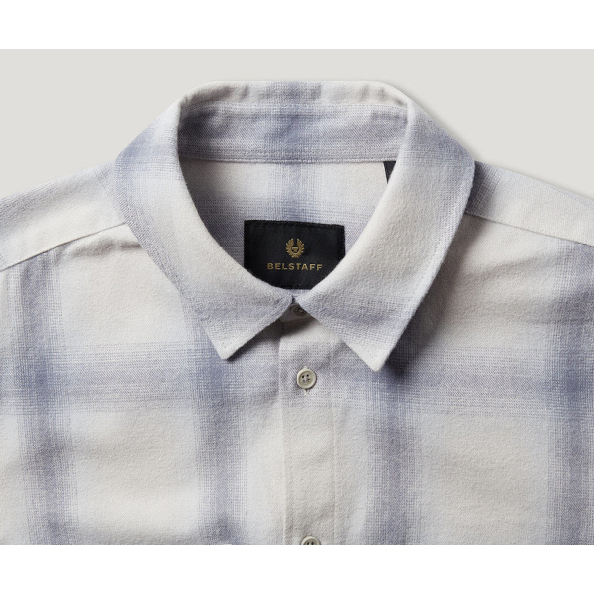 Belstaff Outpost Flannel Shirt Silver Birch/Quarry Blue/Line Blue
