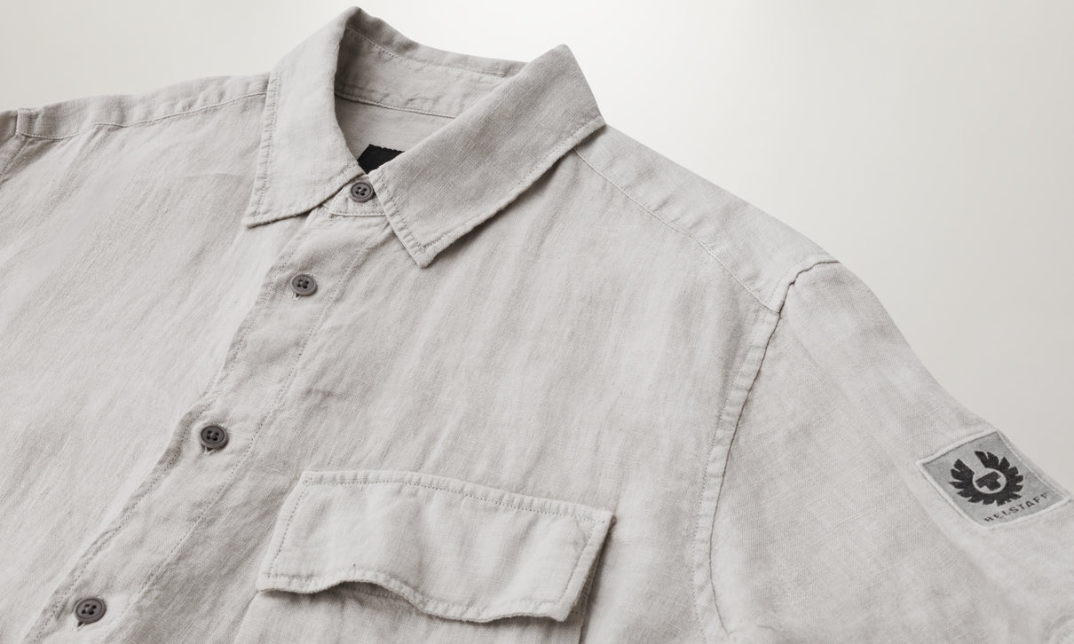 Belstaff Scale Short Sleeve Linen Shirt Cloudy Grey
