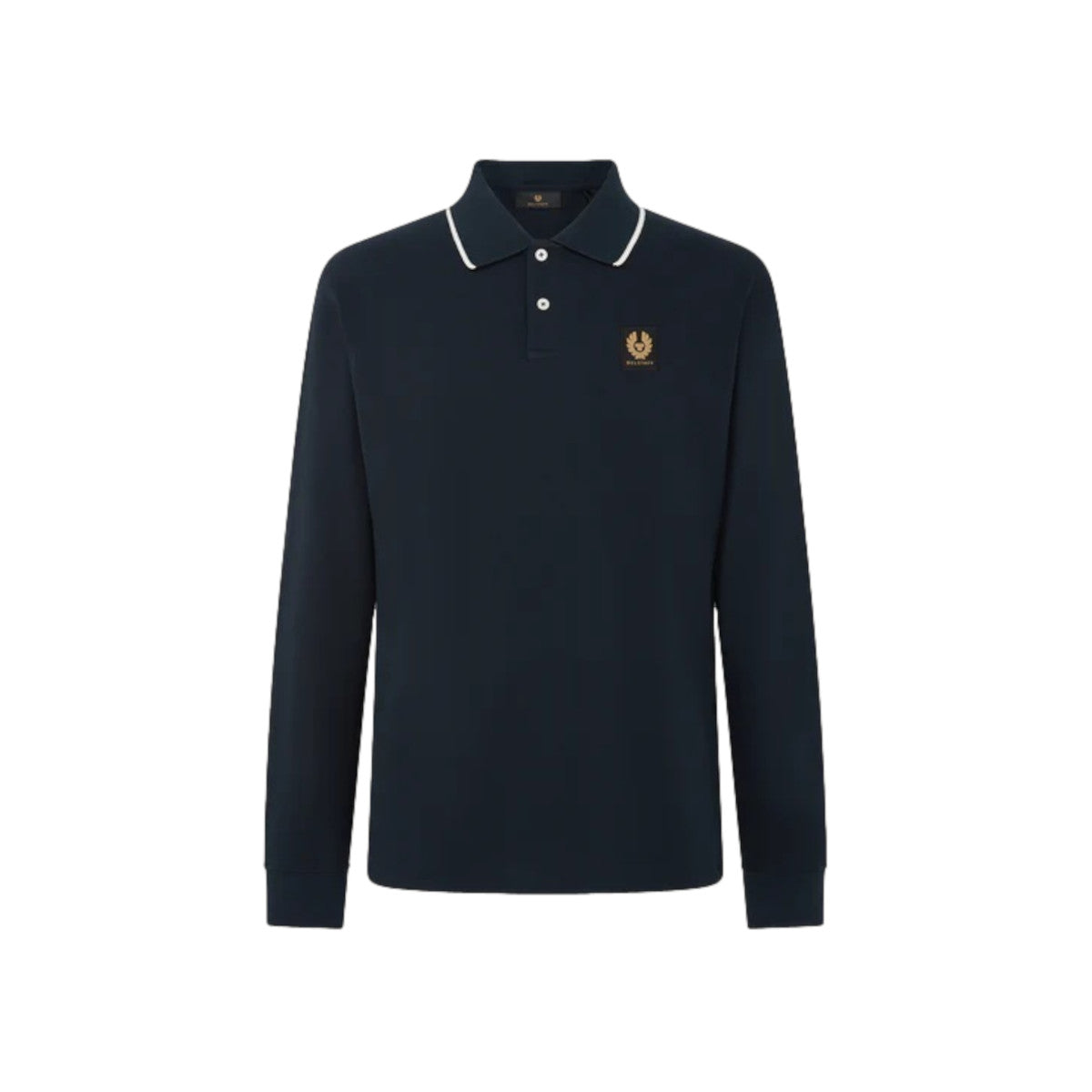 Belstaff Tipped Long Sleeved Polo Shirt Dark Ink