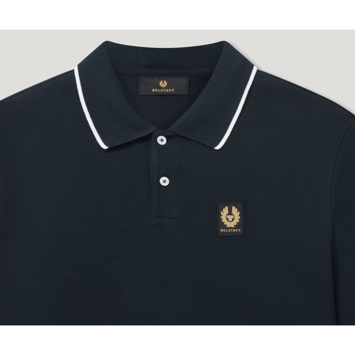 Belstaff Tipped Long Sleeved Polo Shirt Dark Ink