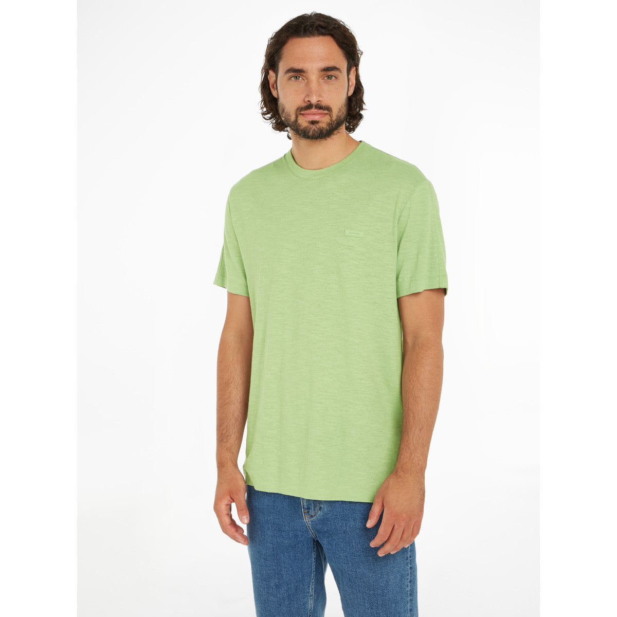 Calvin Klein Cotton Linen T-Shirt LJ4 Quiet Green