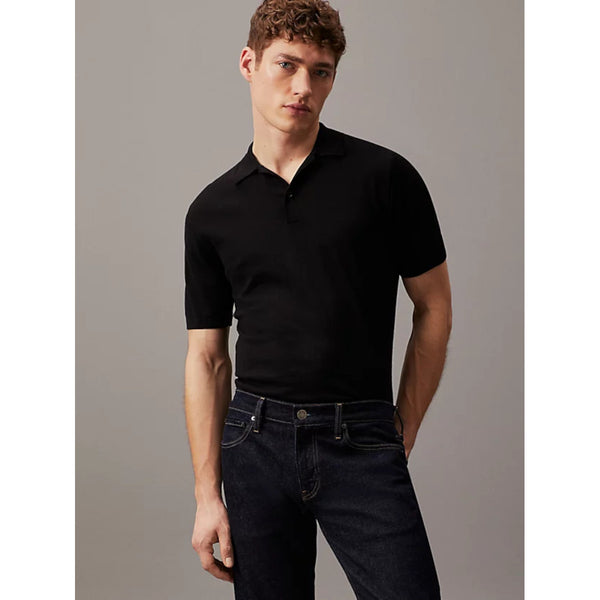 Calvin Klein Cotton Silk Polo Shirt BEH Black