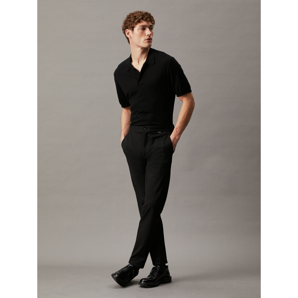 Calvin Klein Cotton Silk Polo Shirt BEH Black