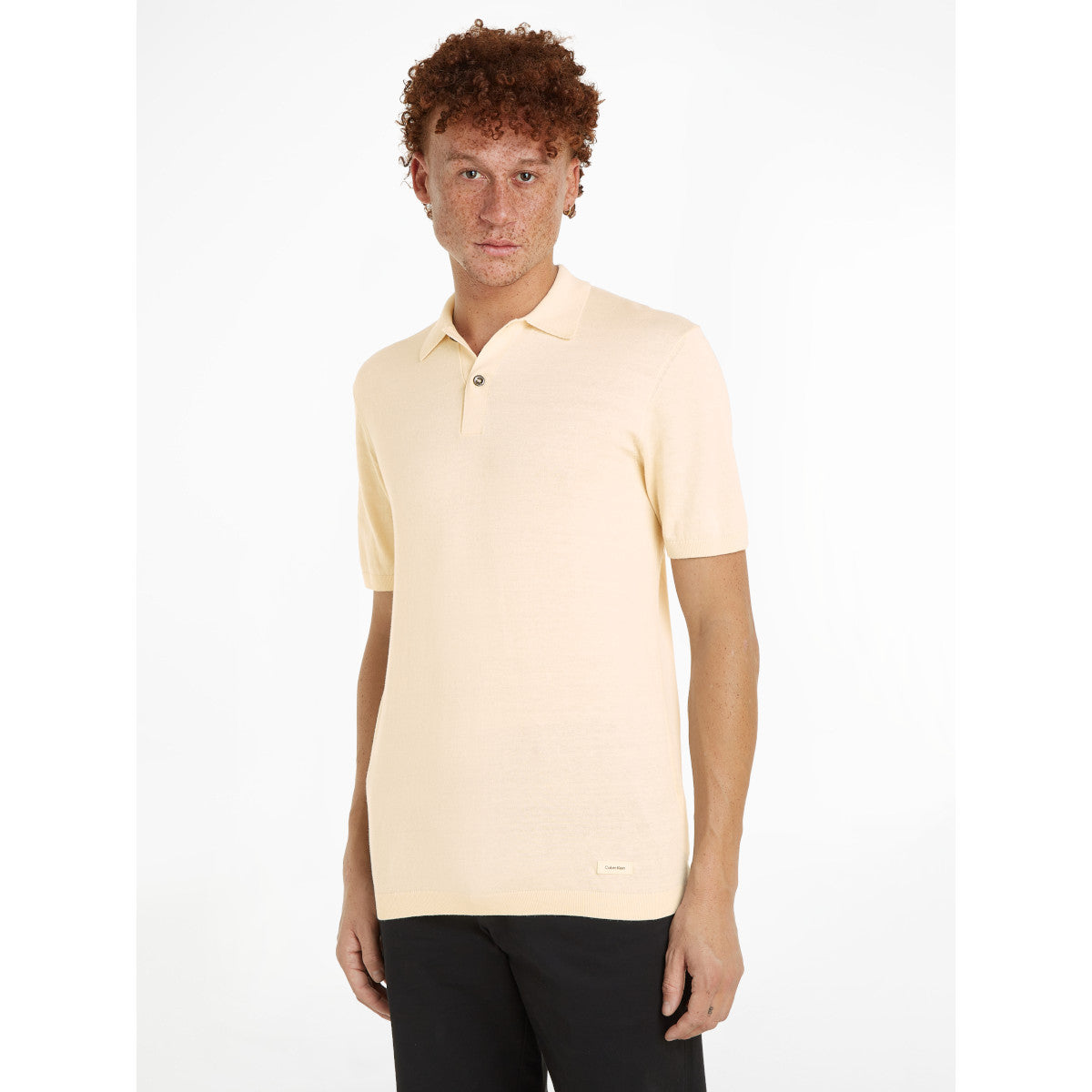 Calvin Klein Cotton Silk Polo Shirt PEX Seedpearl