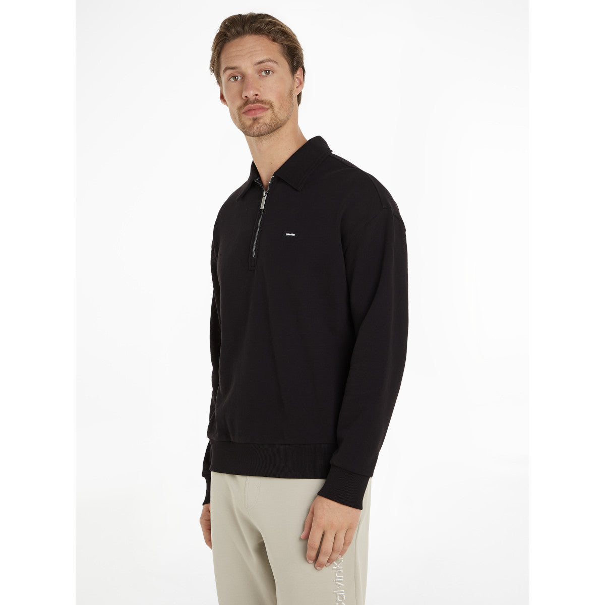 Calvin Klein Cotton Zip Sweatshirt BEH Black