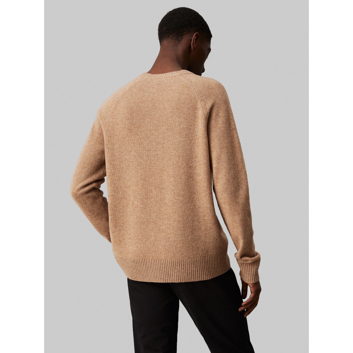 Calvin Klein Luxury Wool Crew Neck Sweater HH9 Travertine Heather